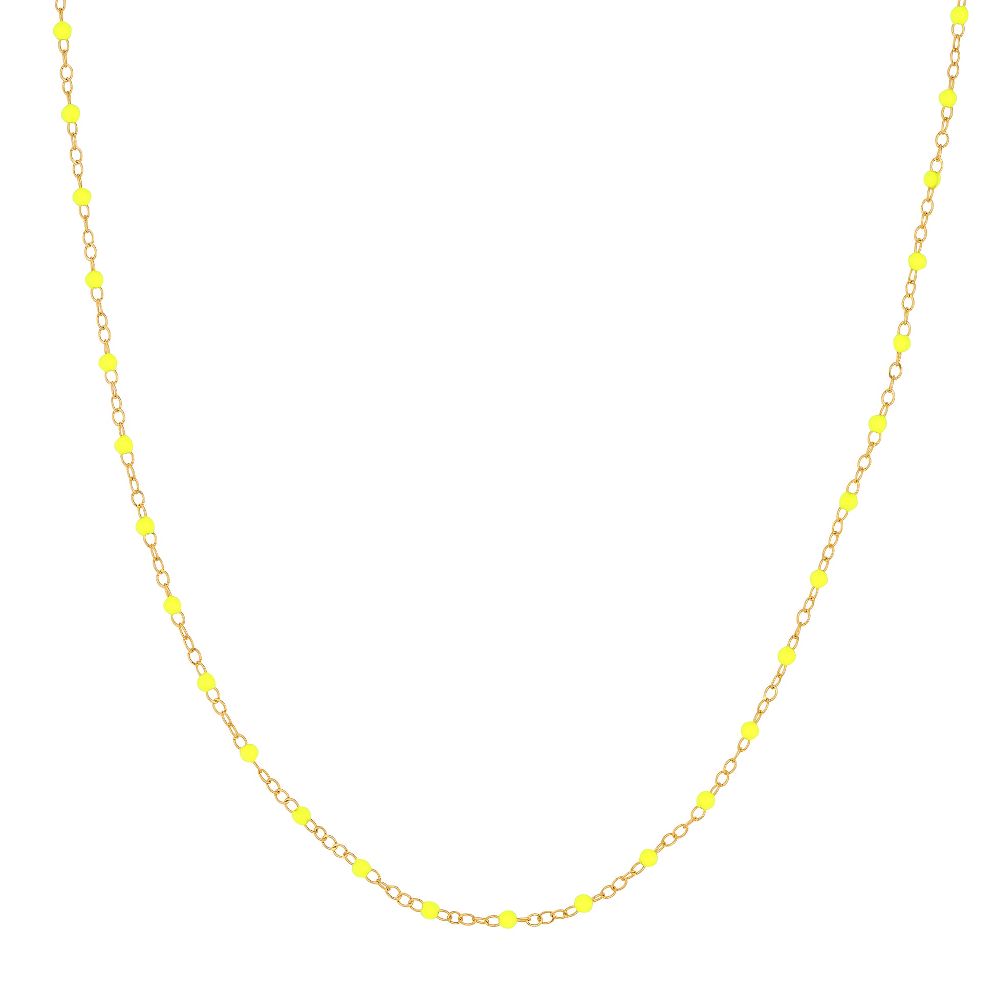 Neon Yellow Enamel Bead Piatto Chain