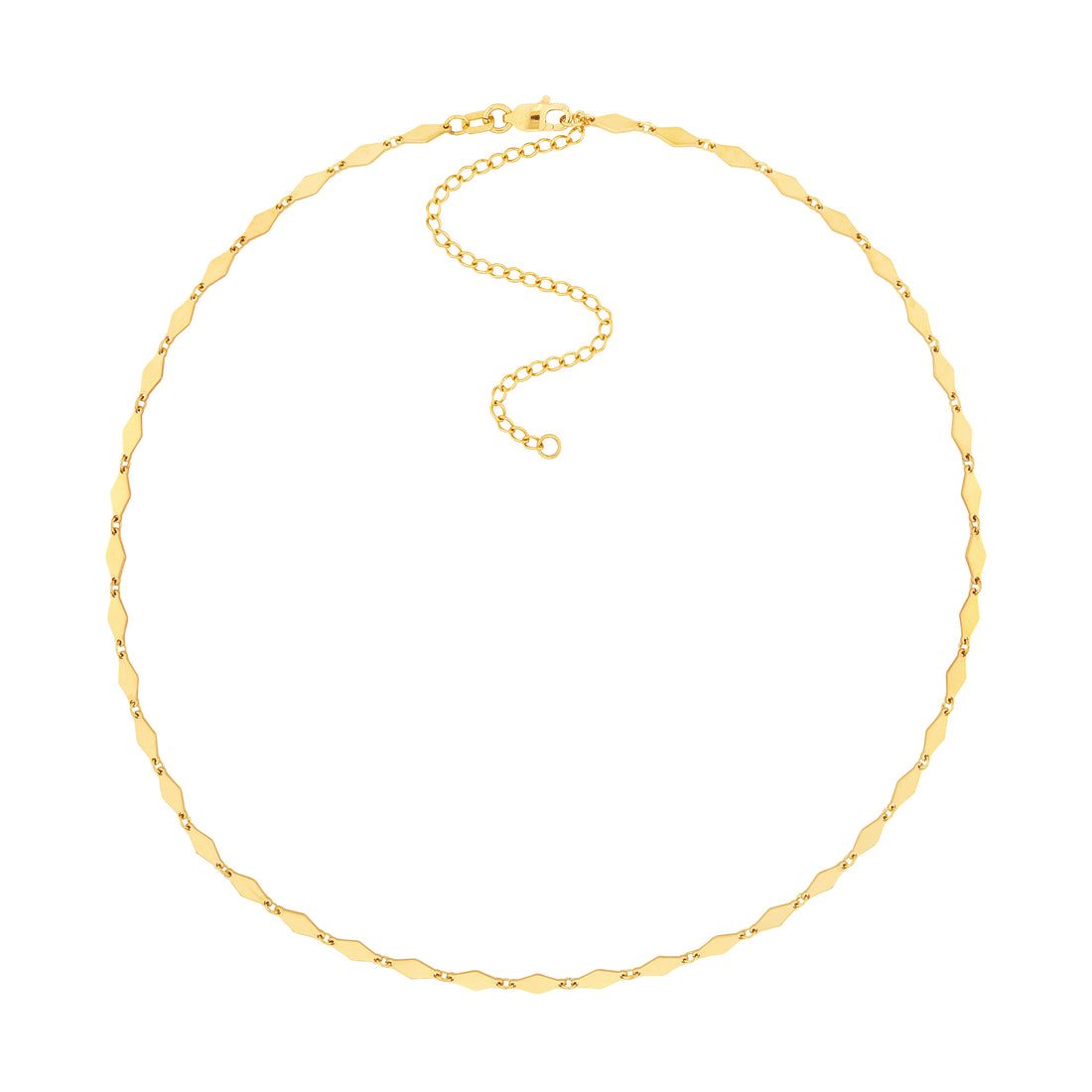 Mirror Diamond Shape Link Choker Necklace with Lobster