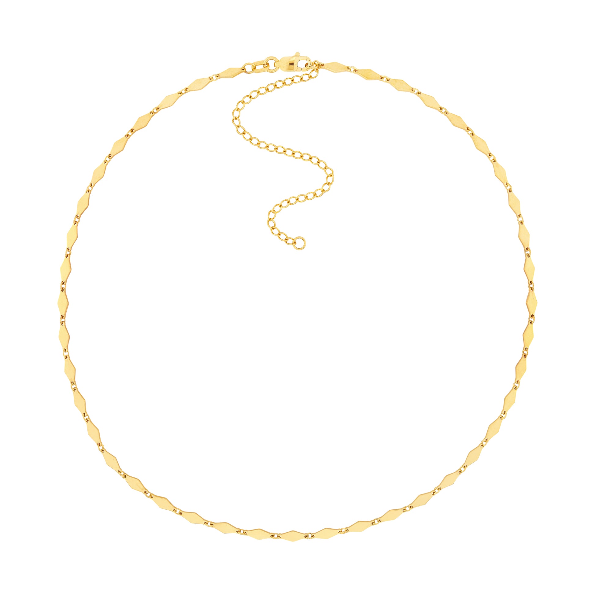 Mirror Diamond Shape Link Choker Necklace with Lobster