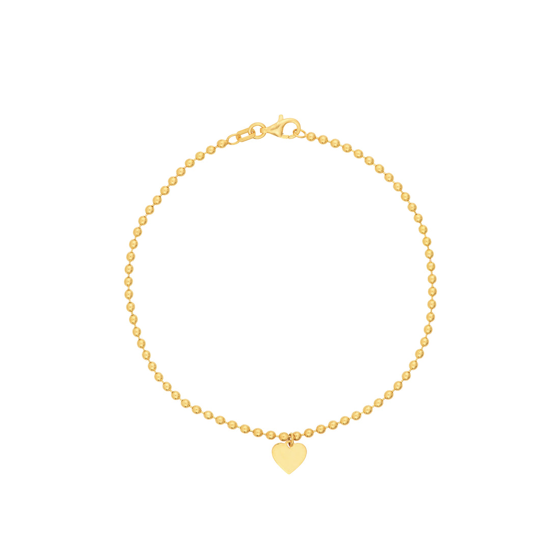 2.0mm Beaded Chain with Dangle Heart Bracelet