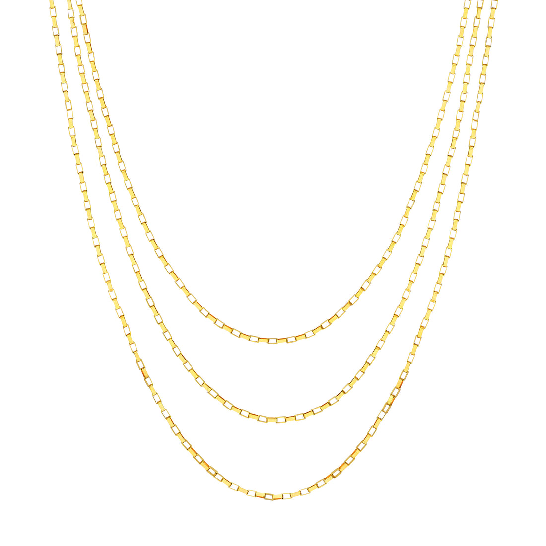 Triple Graduated Box Link Necklace