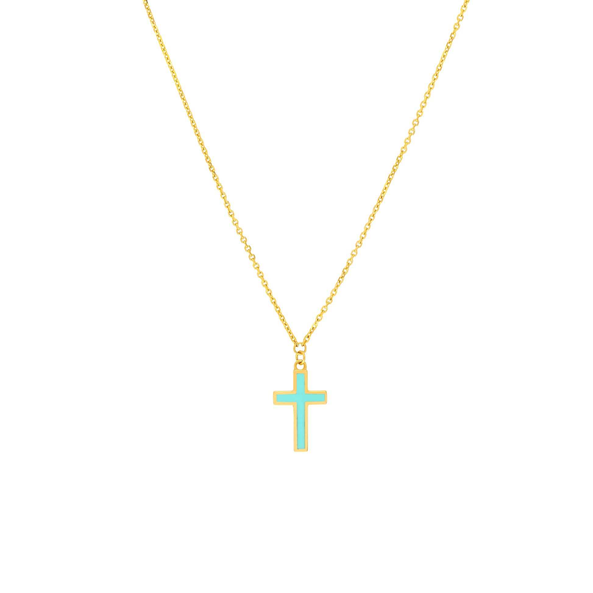 Lt.Turquoise Cross Necklace