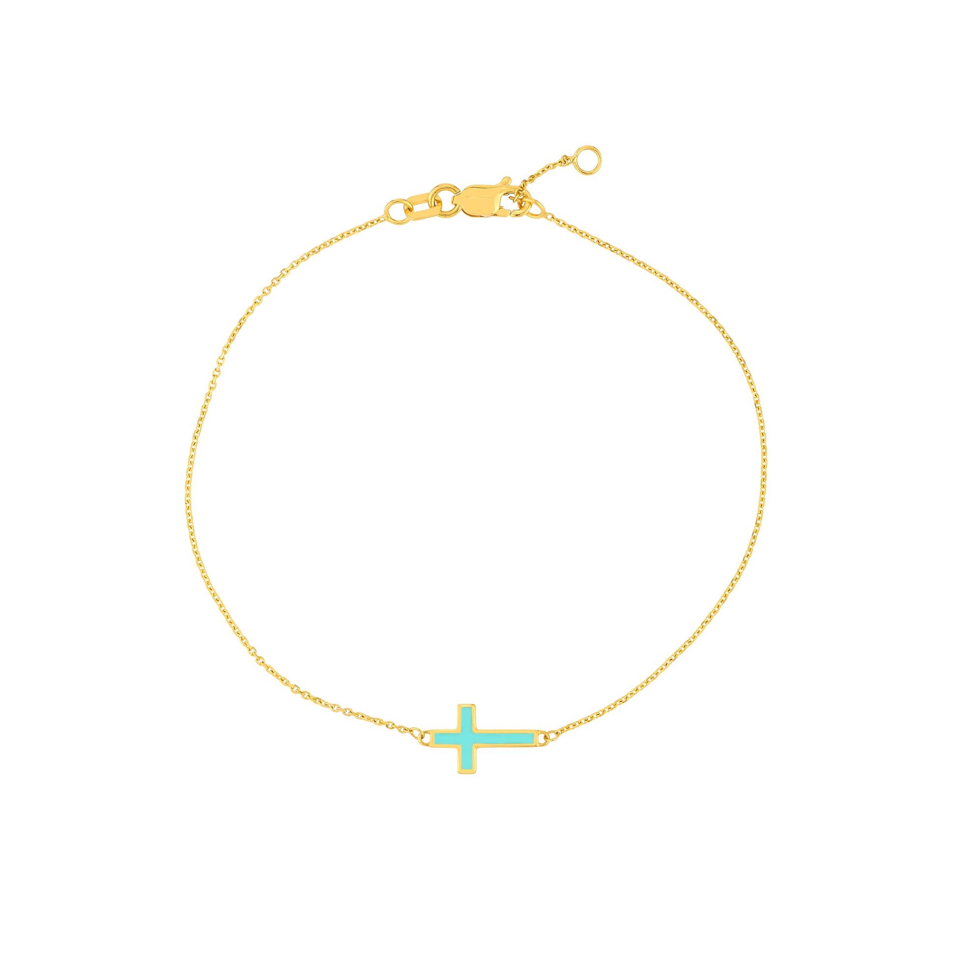 Lt.Turquoise Enamel Sideways Cross Bracelet