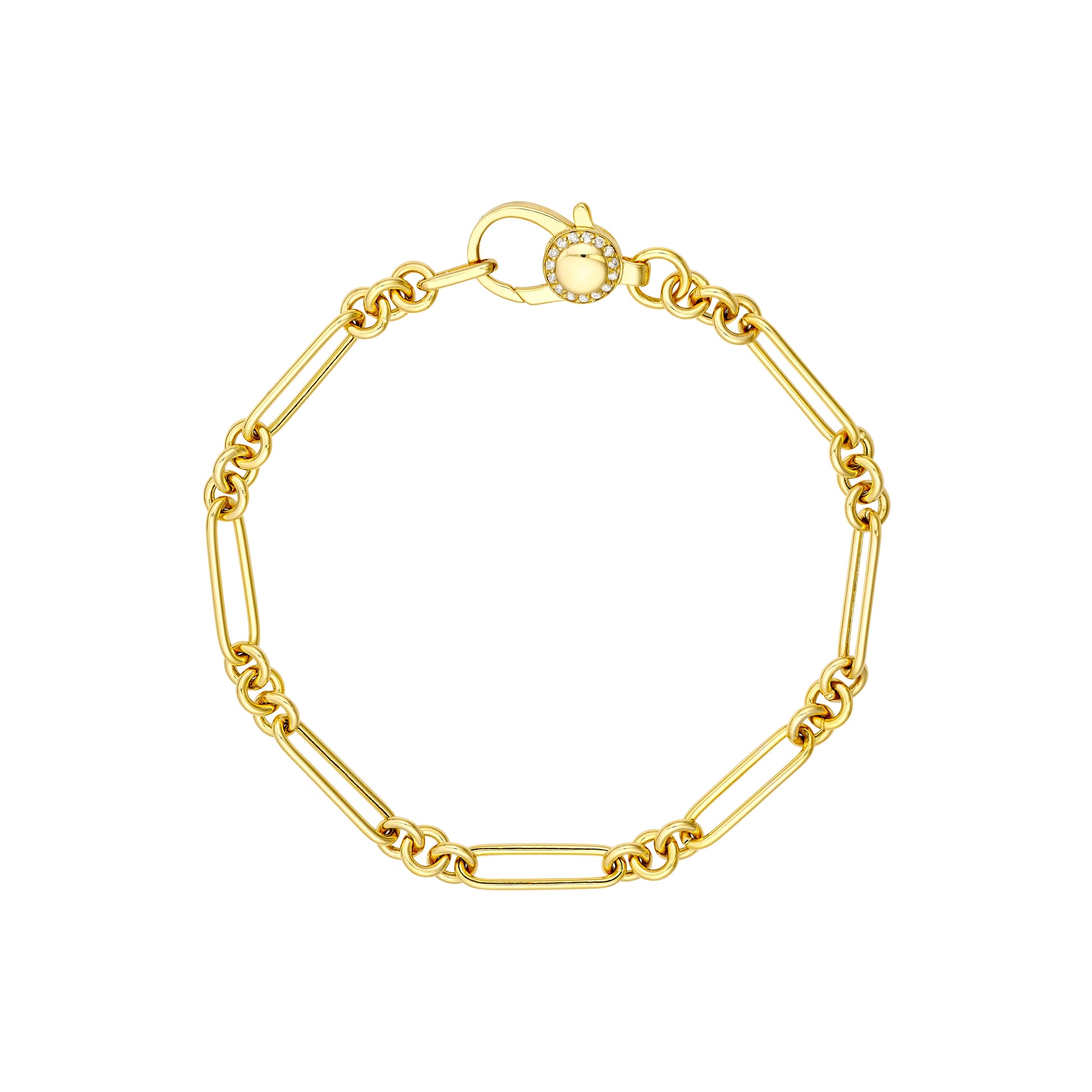 3+1 Hollow Paper Clip Bracelet with Diamond Lock