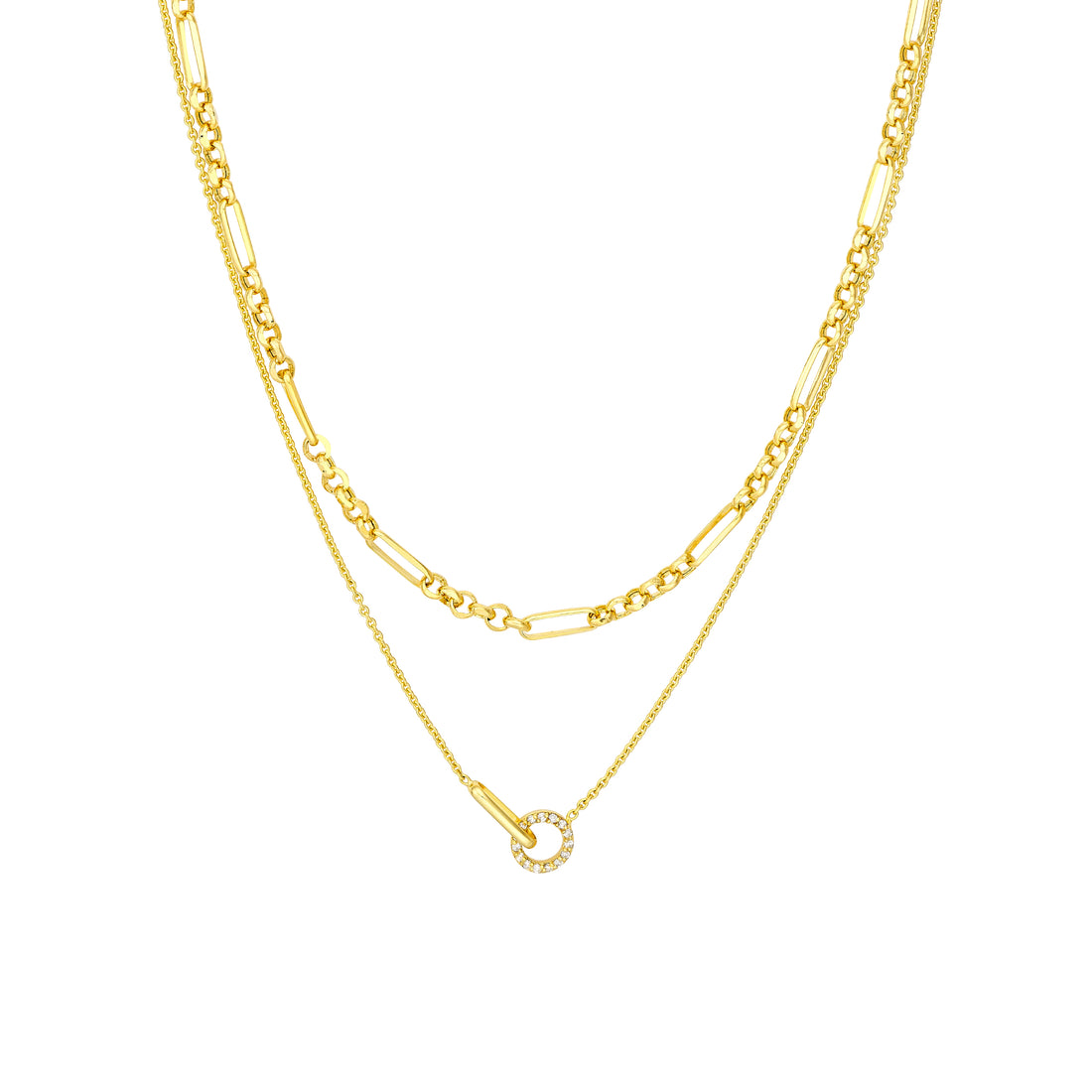 Diamond Circle Duet Layered Necklace