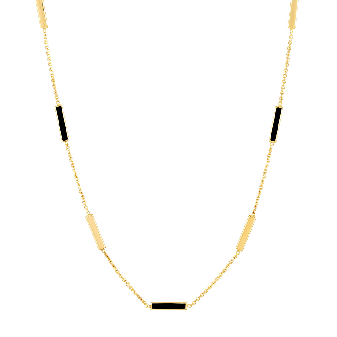 Black Enamel Alternating Bar Station Necklace