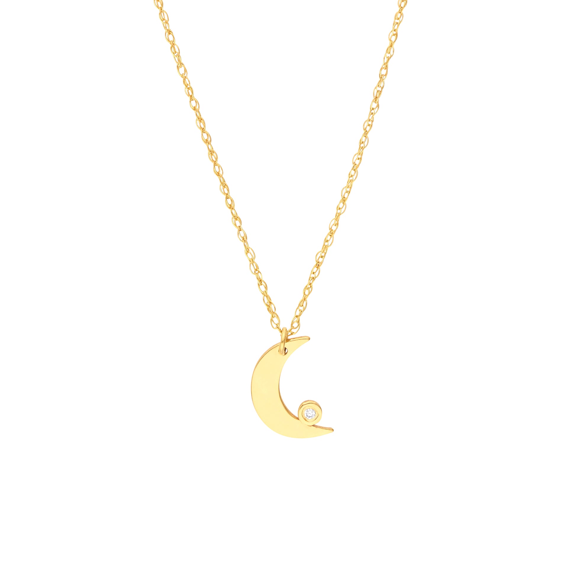 So You Diamond Bezel Half Moon Necklace