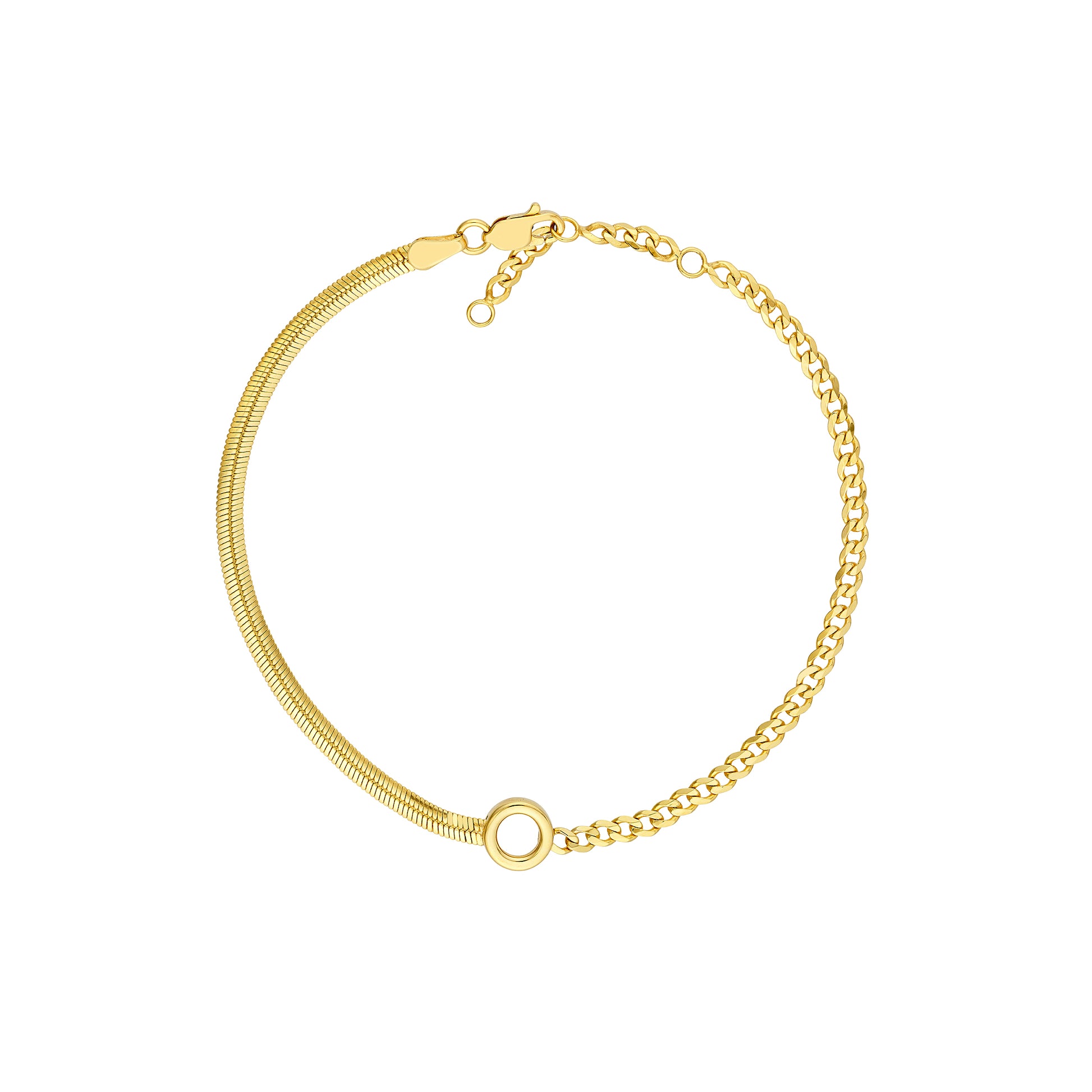 50/50 Snake + Curb Circle Station Bracelet Adjustable LL