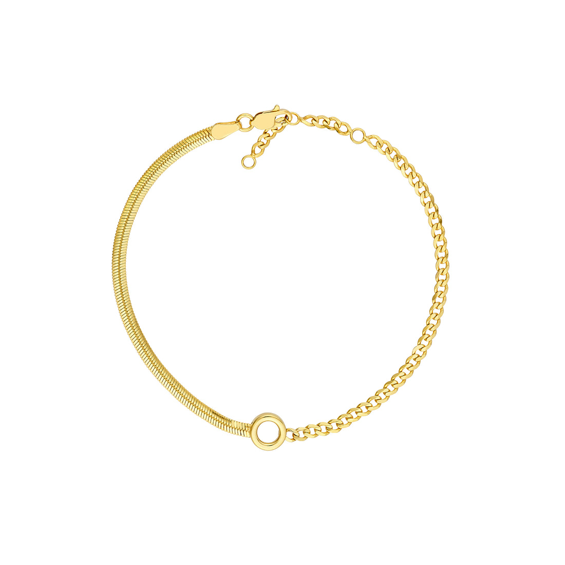 50/50 Snake + Curb Circle Station Bracelet Adjustable LL