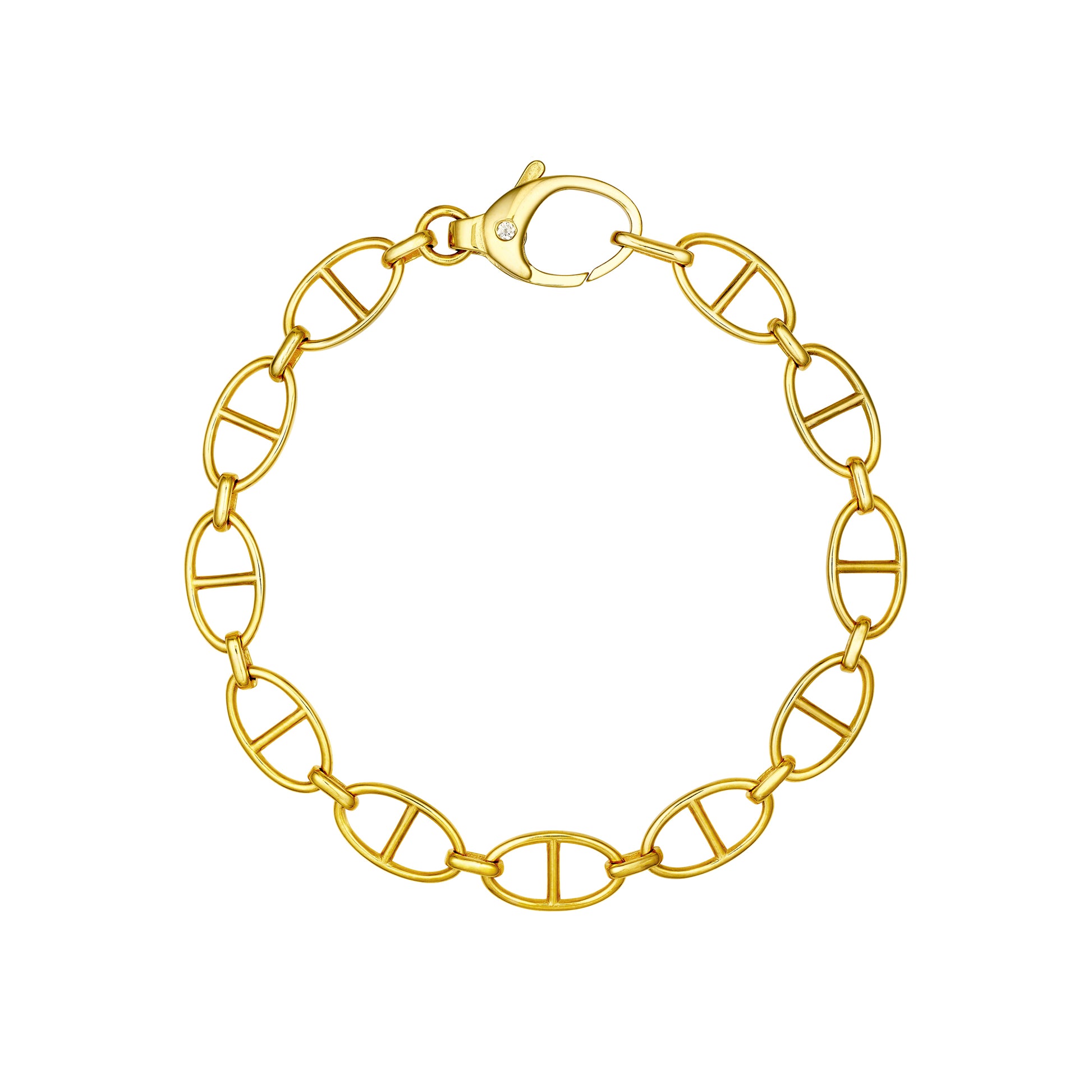 Diamond Pear Lock Oval Link Bracelet