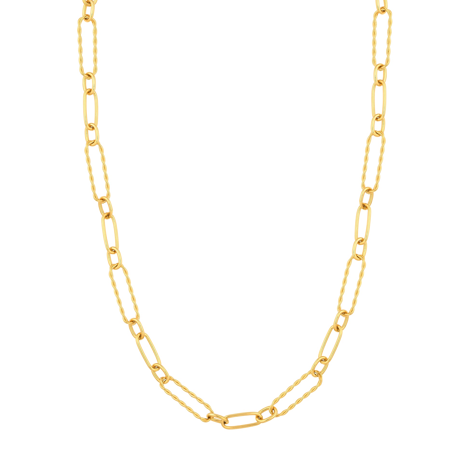 Twist and Polished Oval Link Necklace