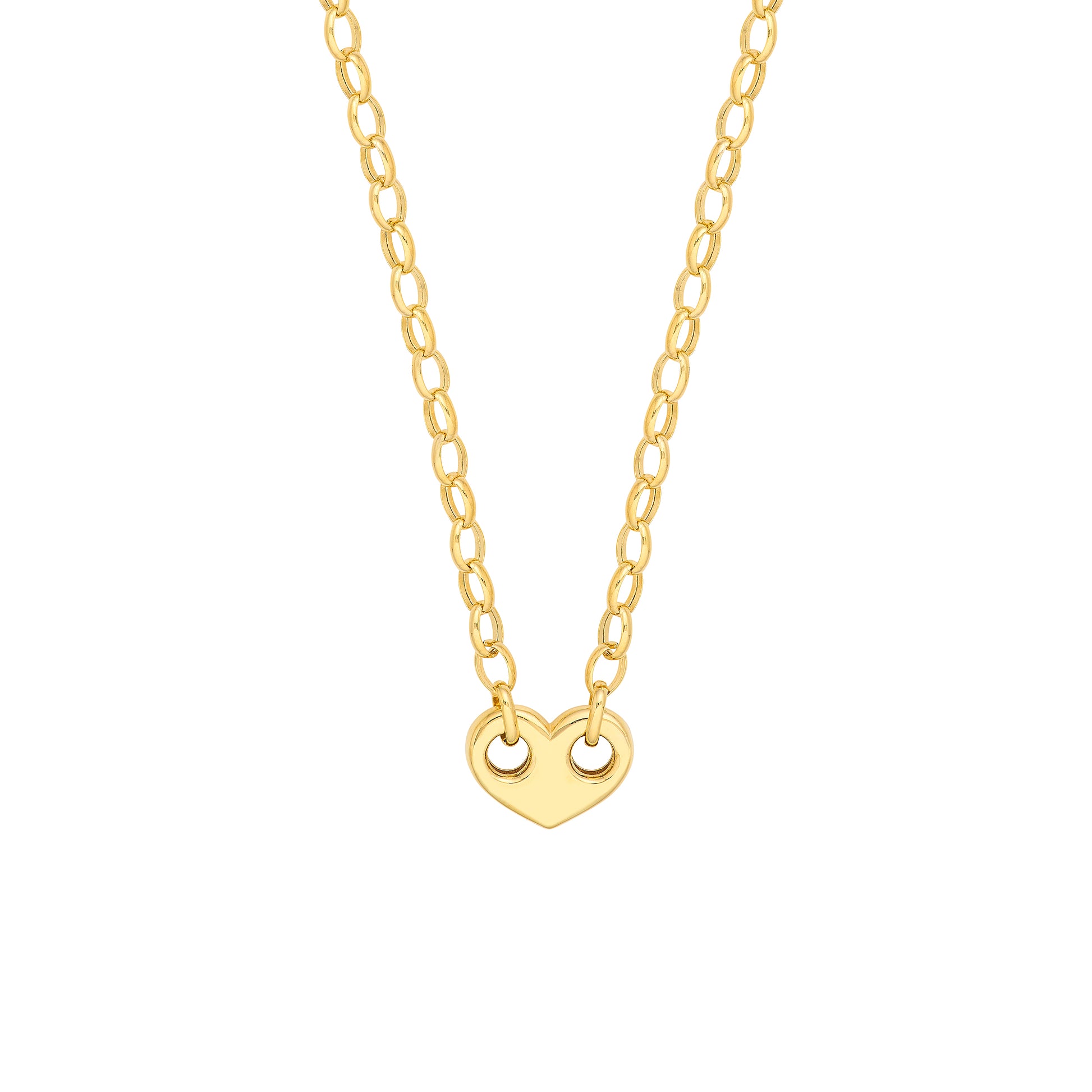 Heart Puff Mariner w/Oval Rolo Necklace