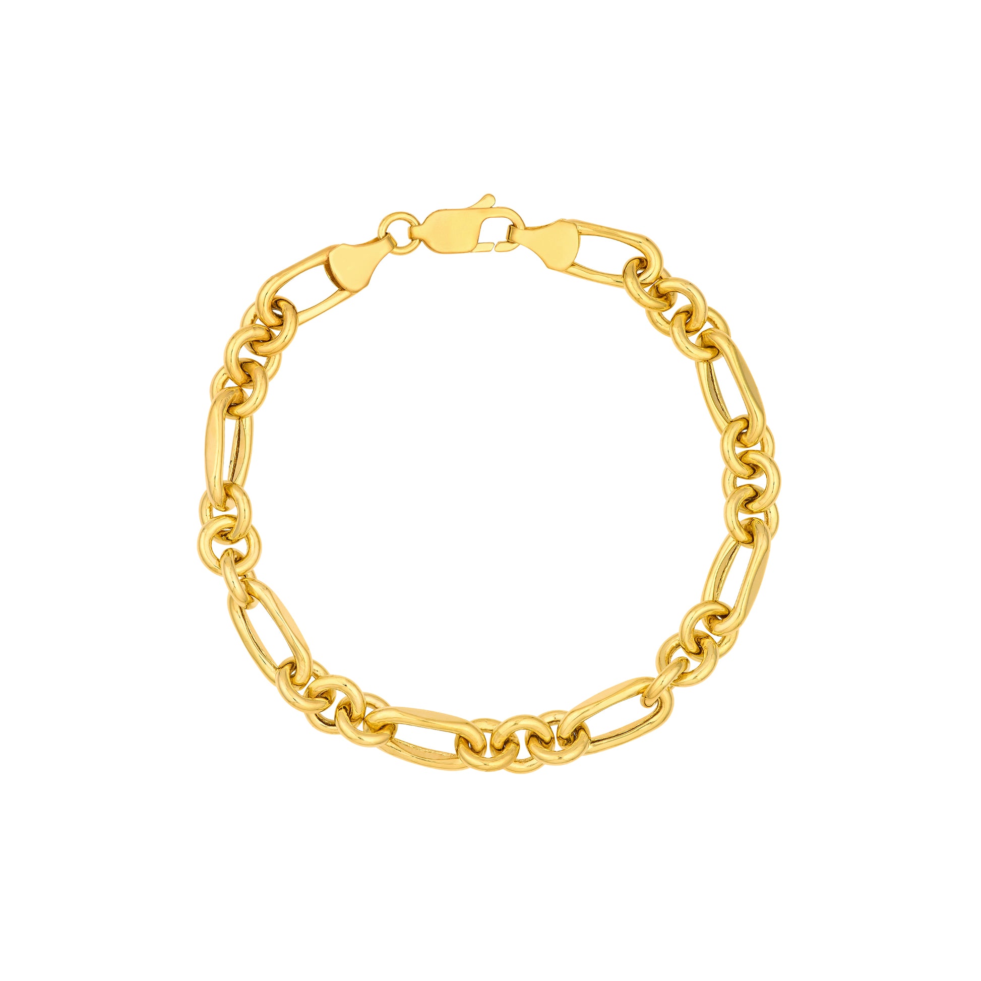 Hollow Rolo Paper Clip Oval Link (3+1) Bracelet