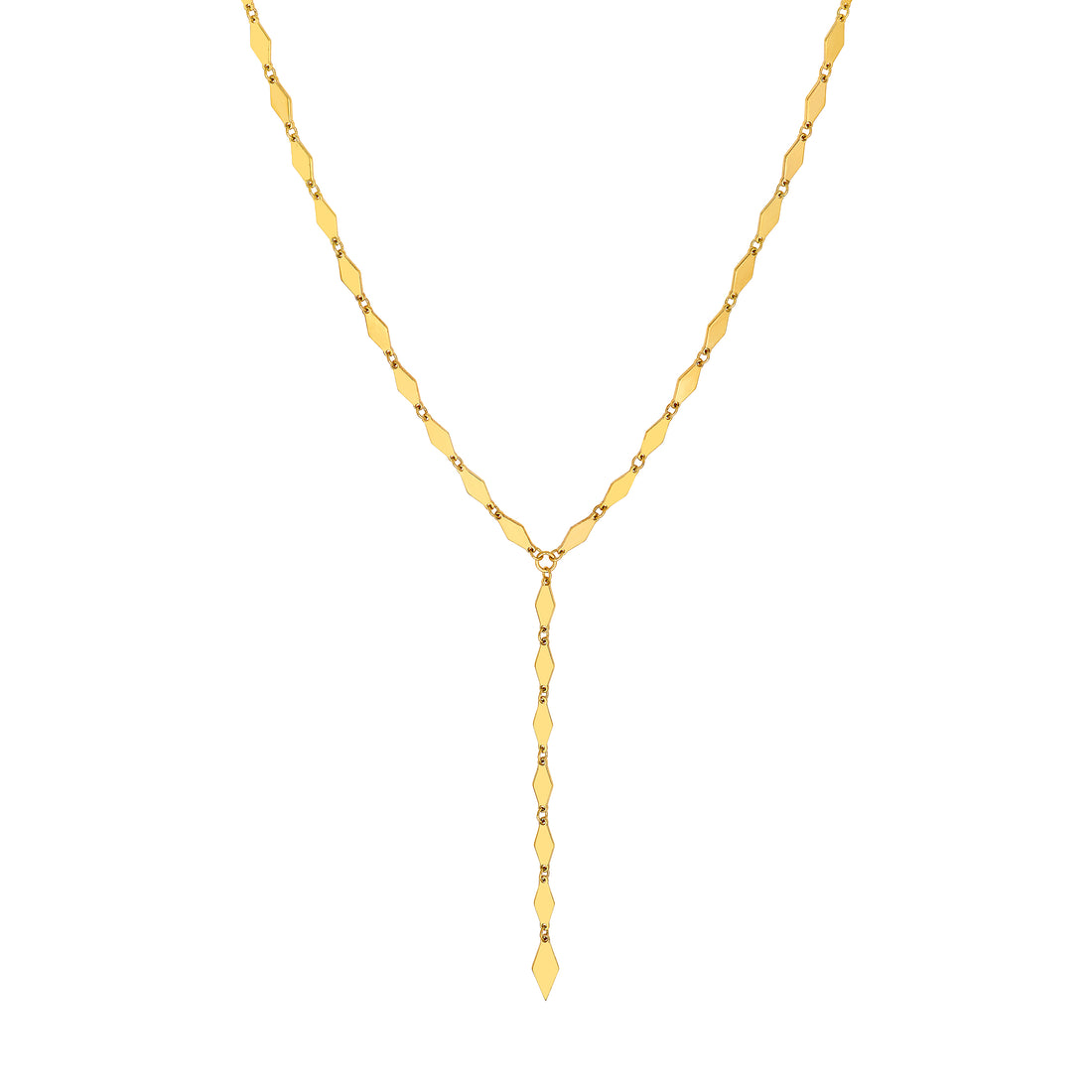 Mirror Diamond Shape Link Lariat Necklace