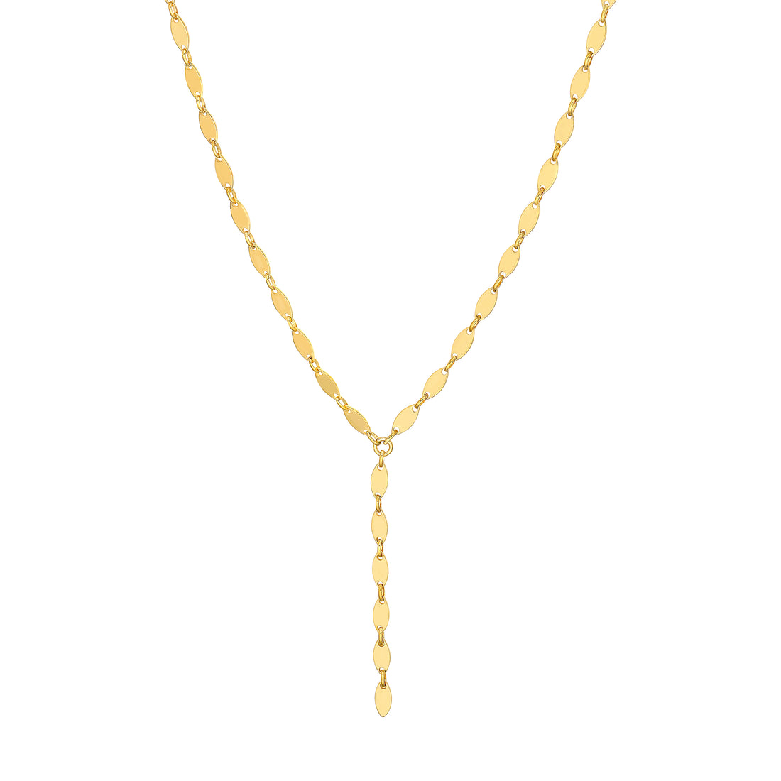 Mirror Oval Shape Link Lariat Necklace