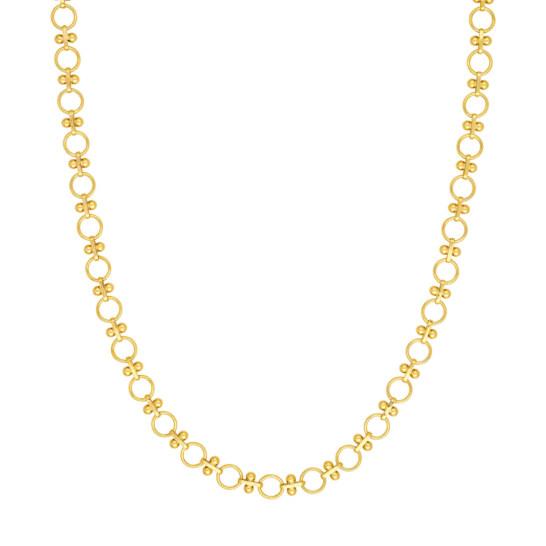 Alternating Round Link and Beaded Bar Necklace