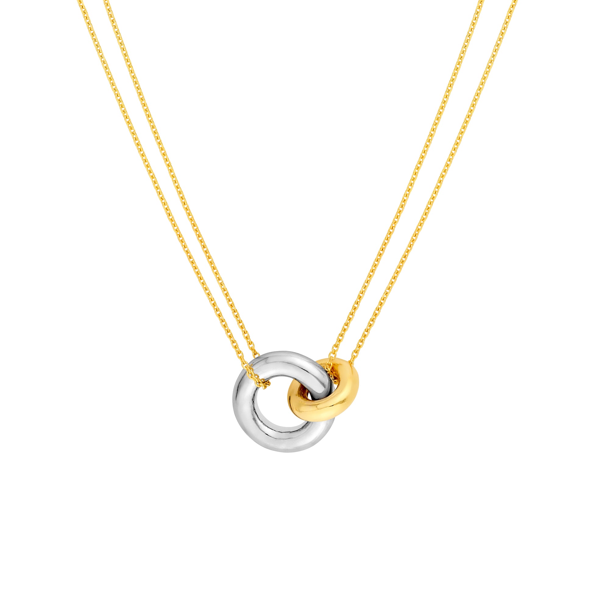 Two-Tone Double Chain Interlocking Circle Necklace