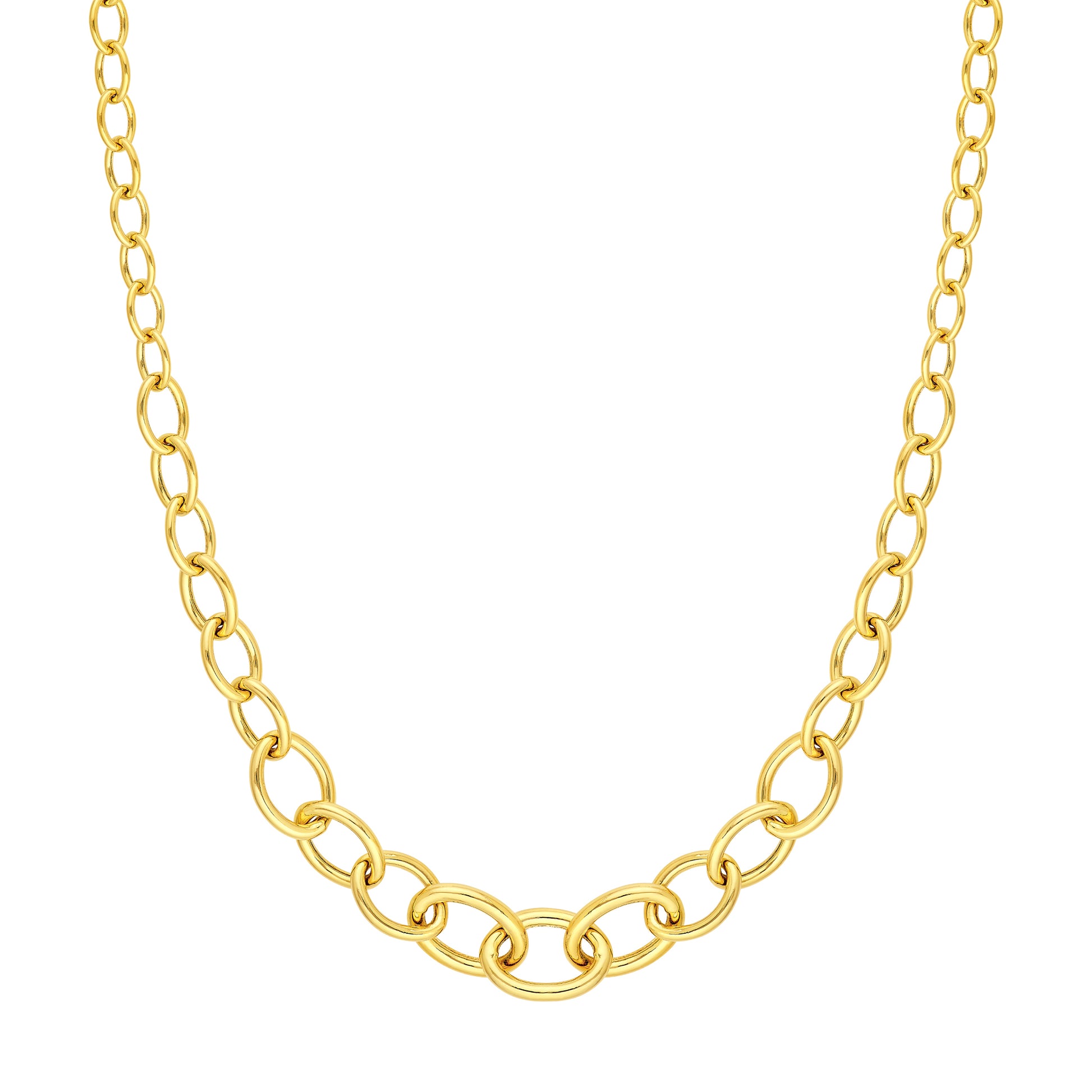 Hollow Graduated Oval Link Necklace