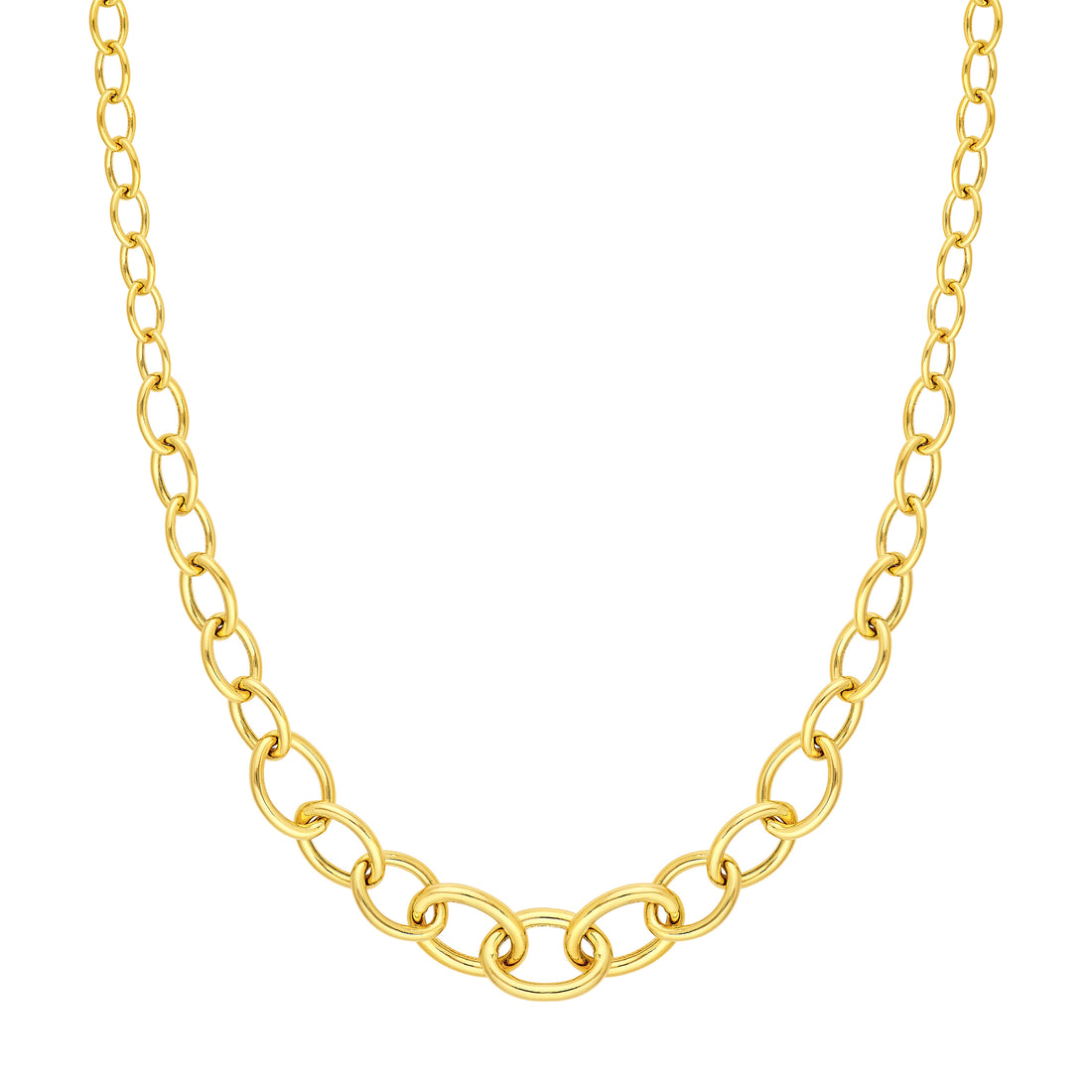 Hollow Graduated Oval Link Necklace