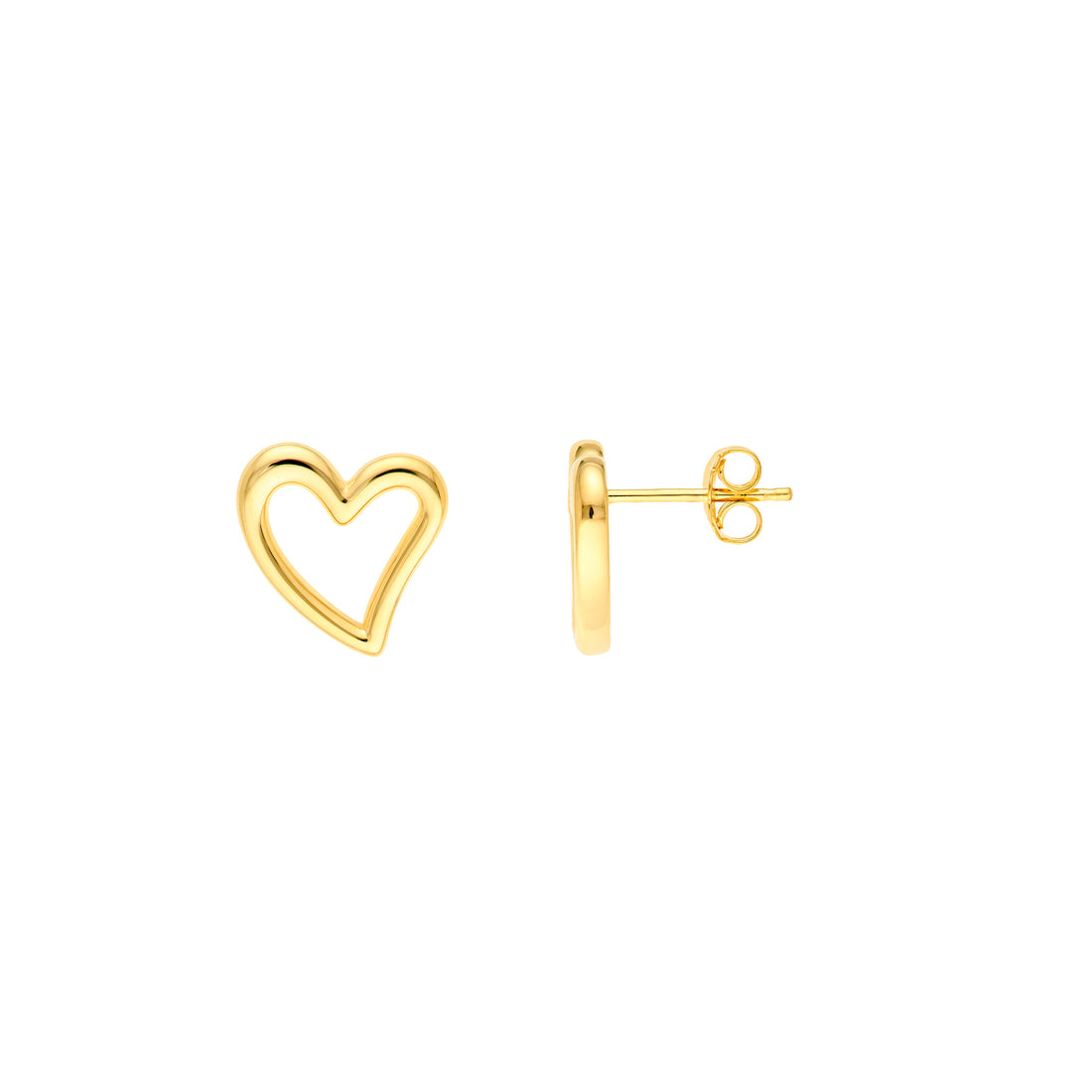 Open Wavy Heart Stud Earrings