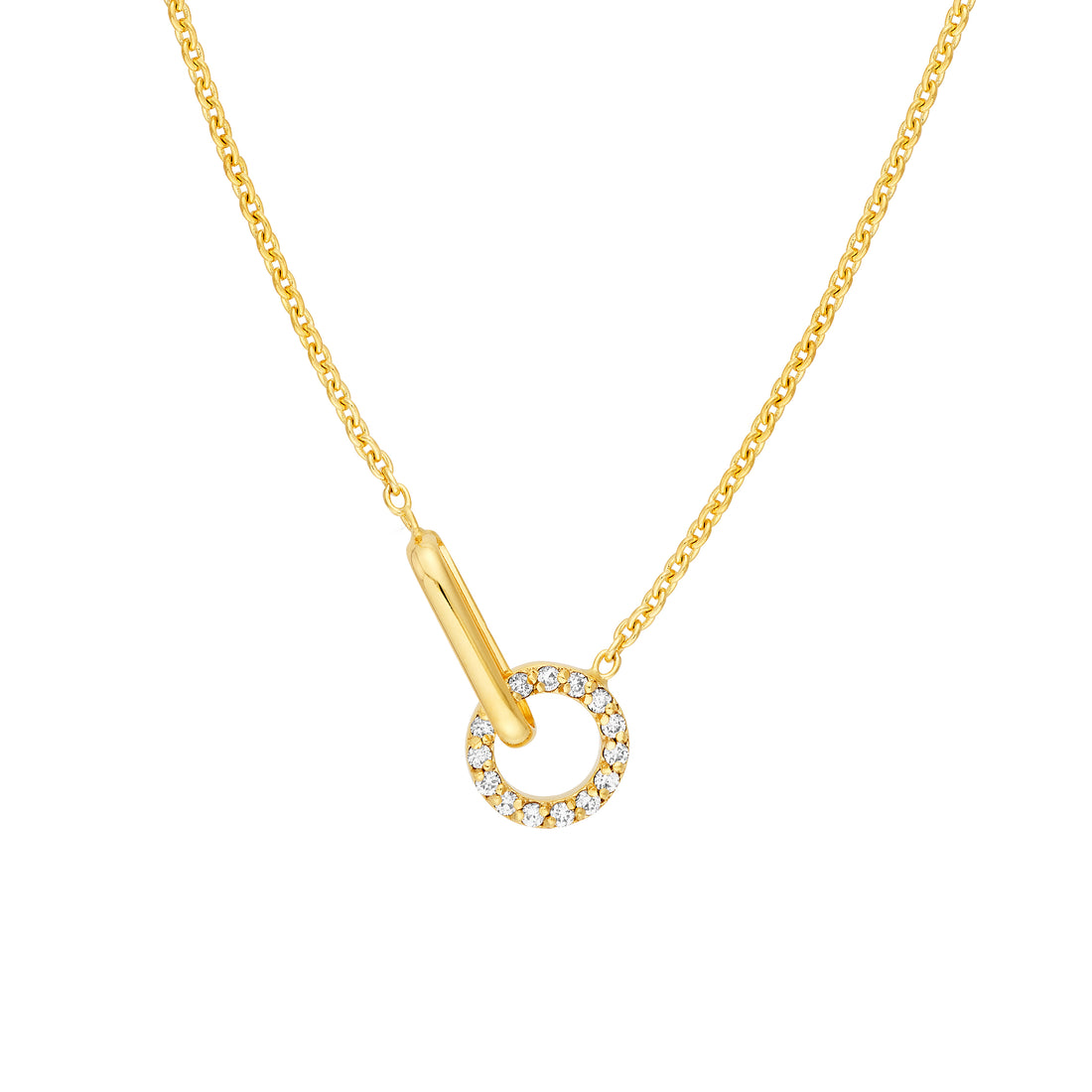1/15tcw Diamond Round Link to Oval Necklace
