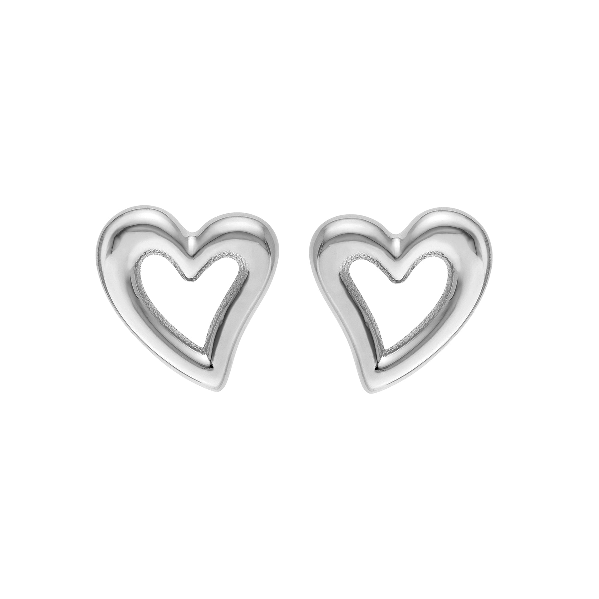 Small Open Heart Stud Earrings