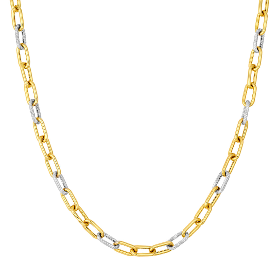 5.90mm Two-Tone Oval 3+1 Link Necklace