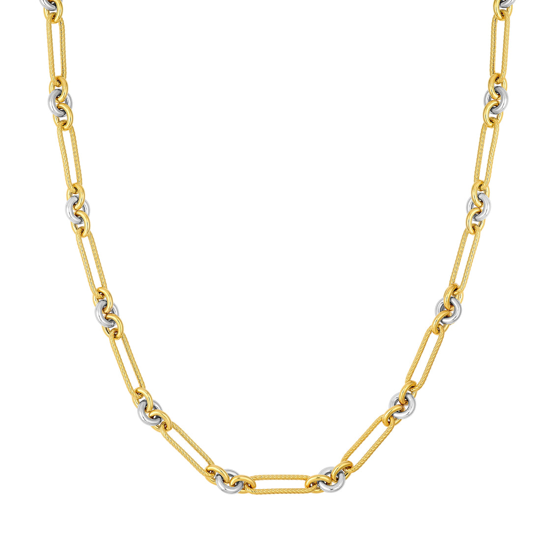 Two-Tone Twist Oval Link Necklace