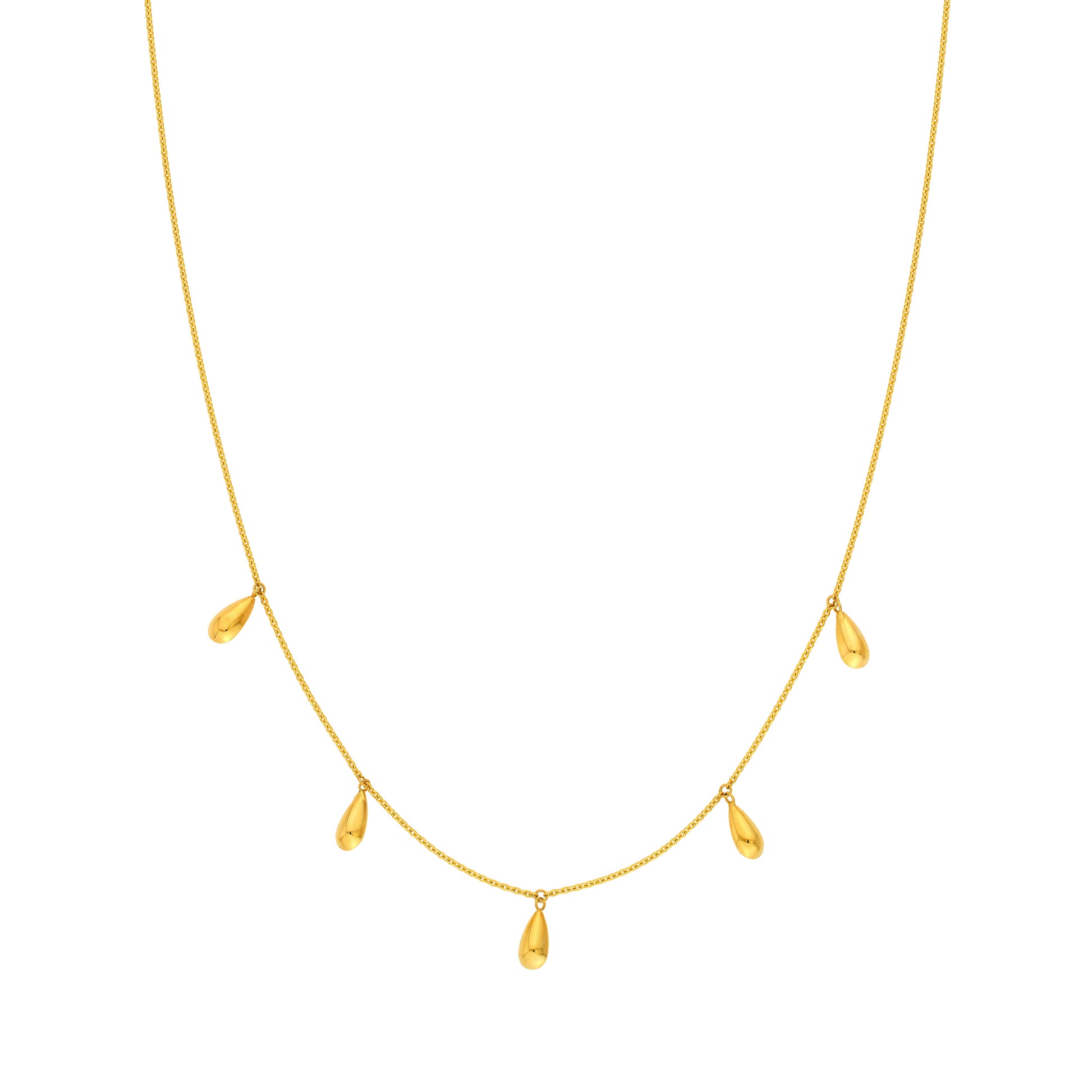 Teardrop Dangle Station Cable Necklace