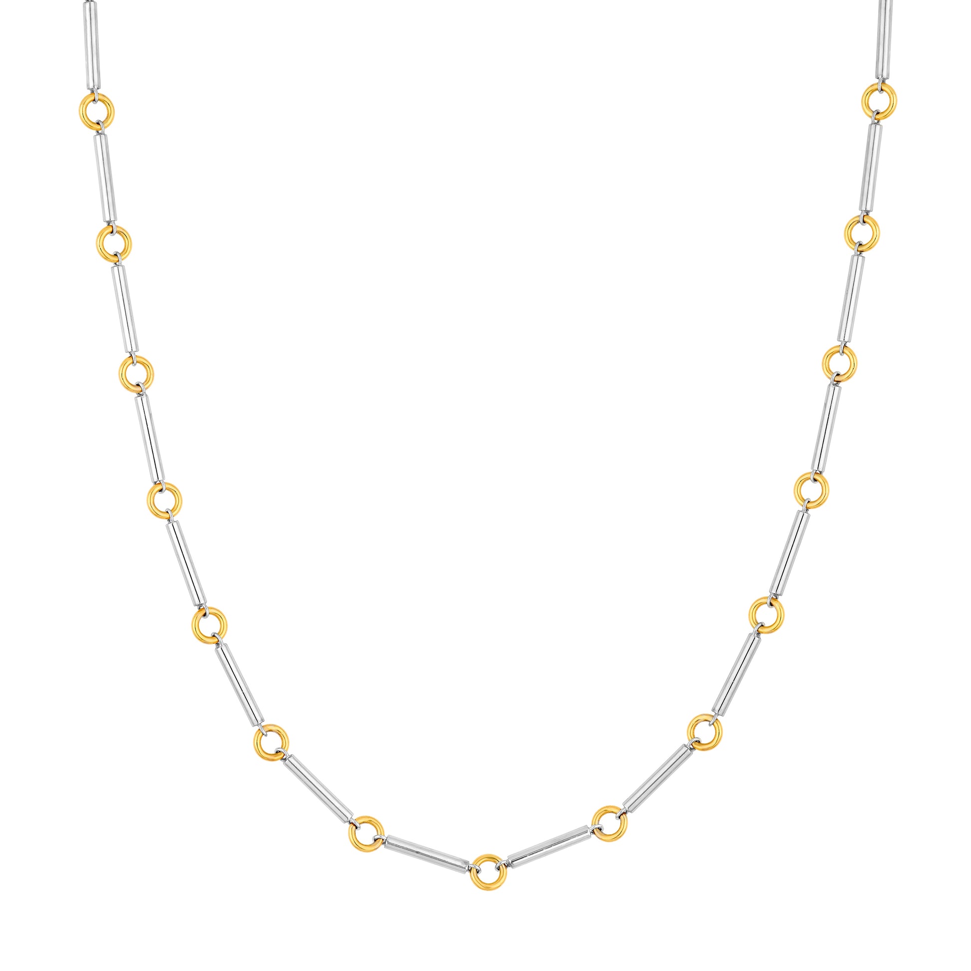 Two-Tone Bar Round Link Chain