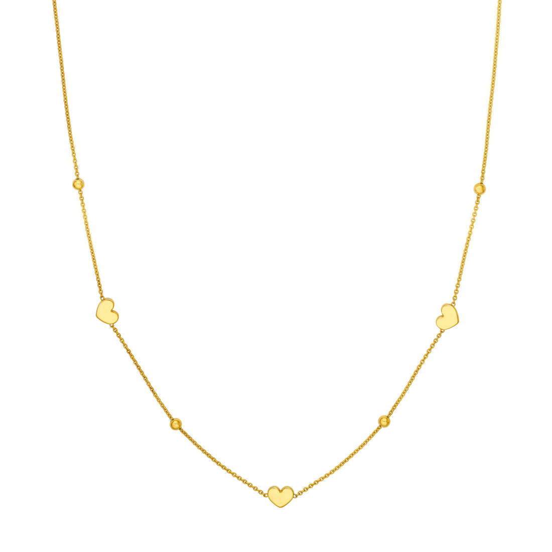 Heart and Bead Station Necklace