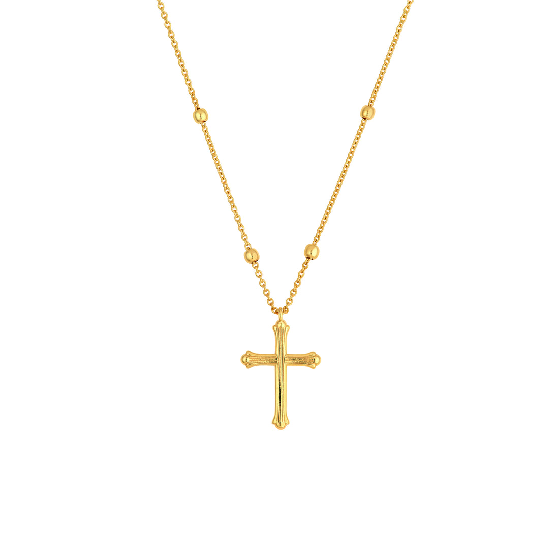 Bead Station Cross Pendant Necklace