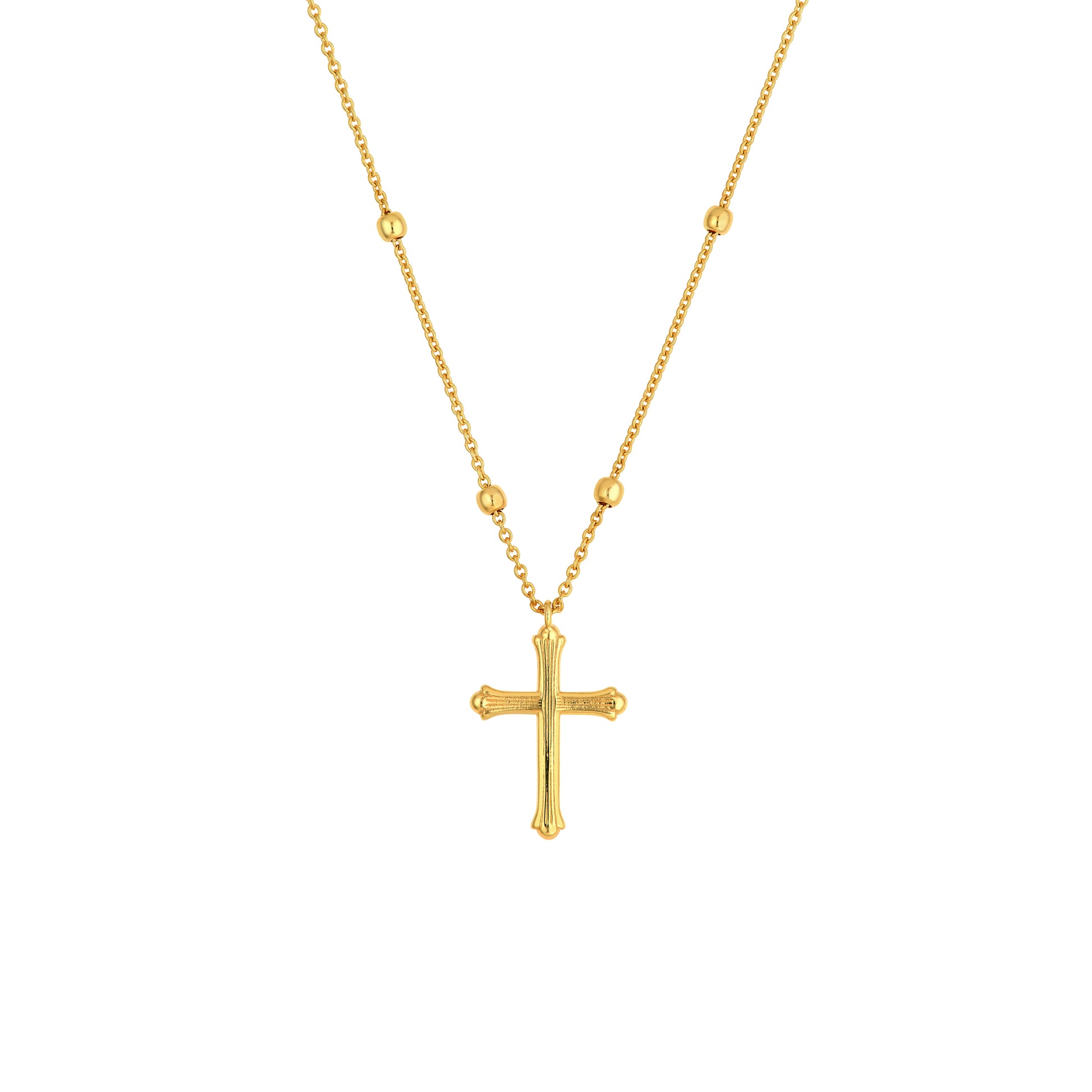Bead Station Cross Pendant Necklace