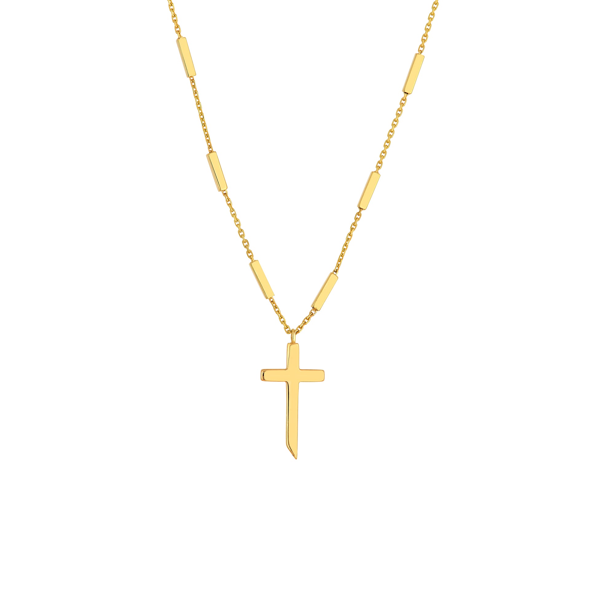 Bar Station Cross Pendant Necklace