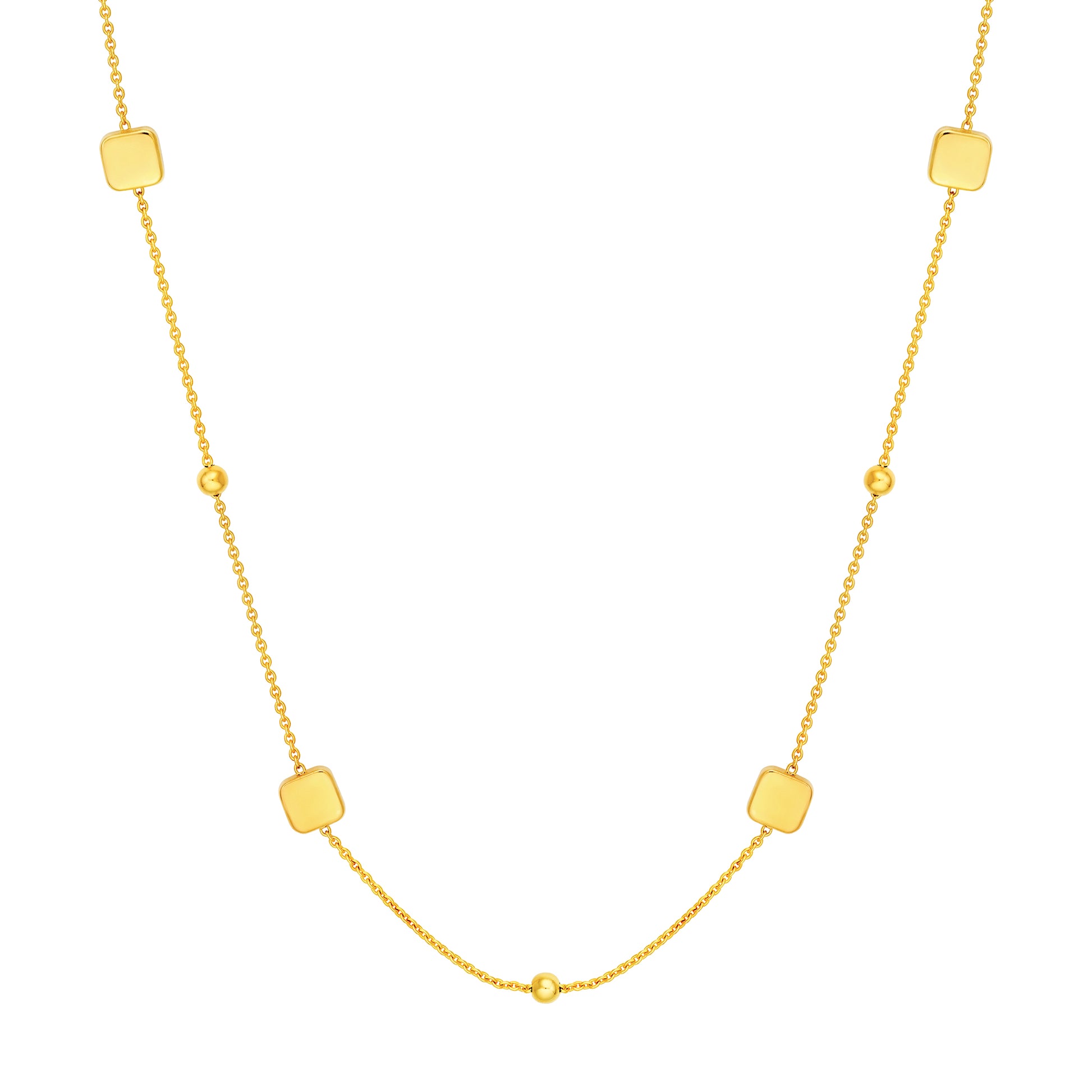 Square and Round Bead Station Necklace