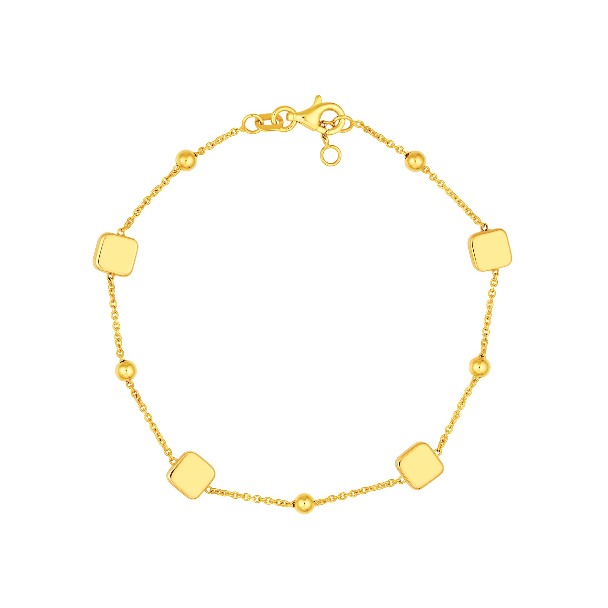 Square and Round Bead Station Bracelet