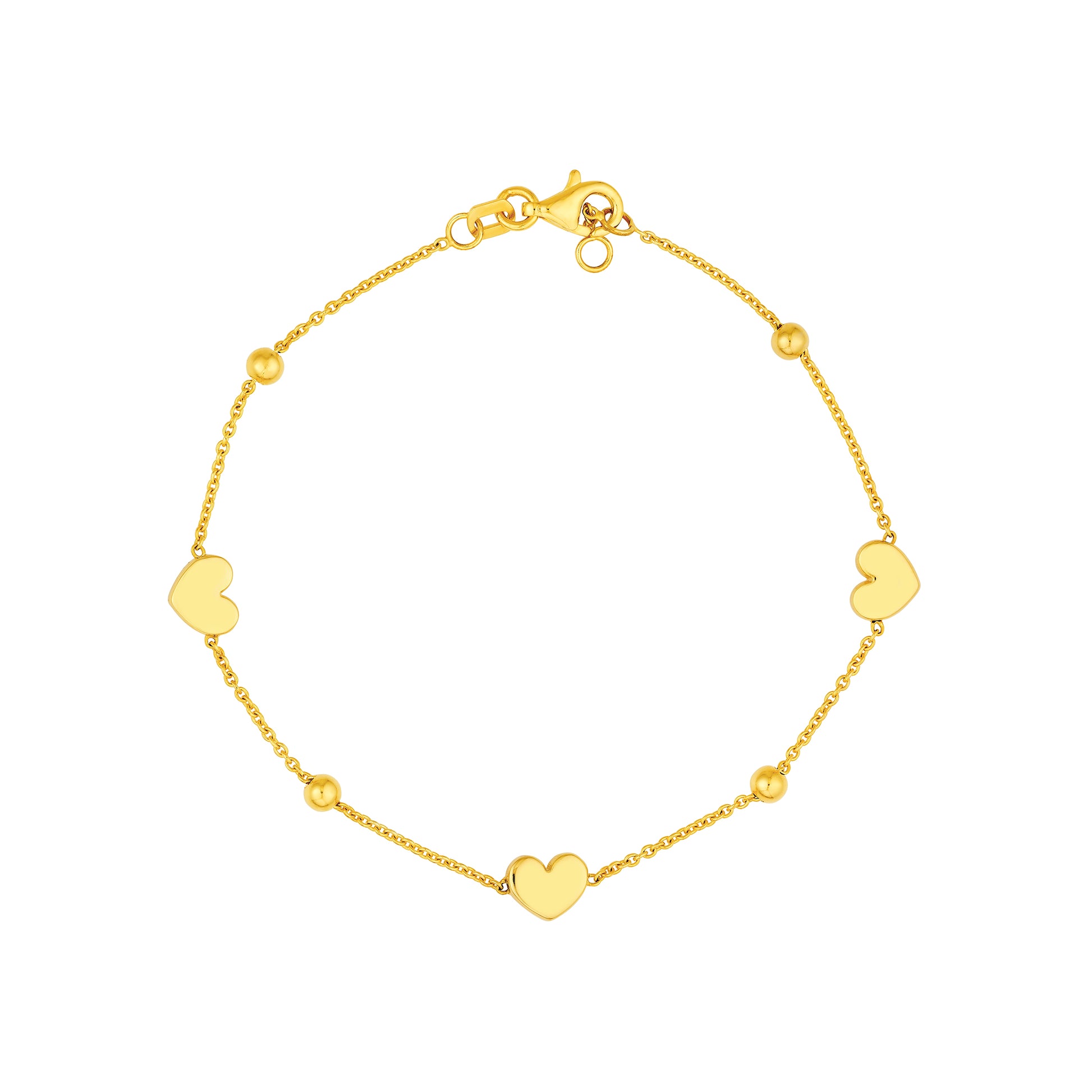 Heart and Round Bead Station Bracelet