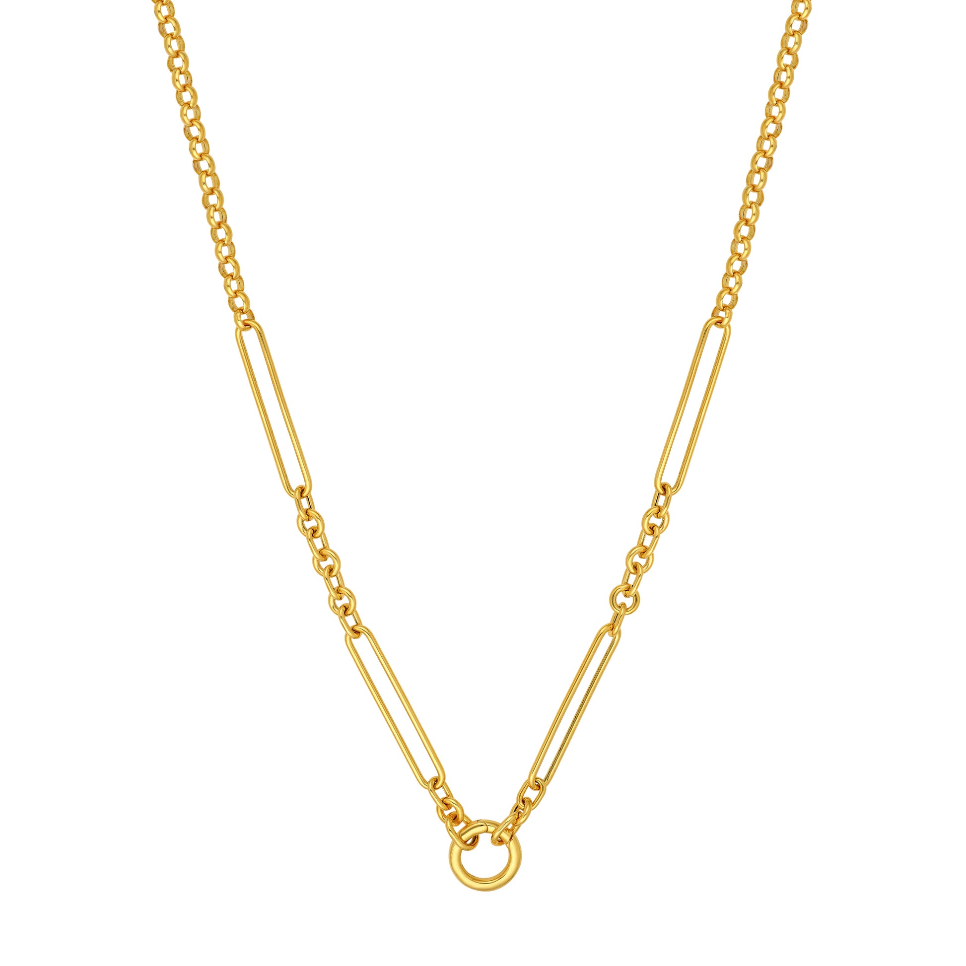 Oval & Rolo Push Lock Necklace