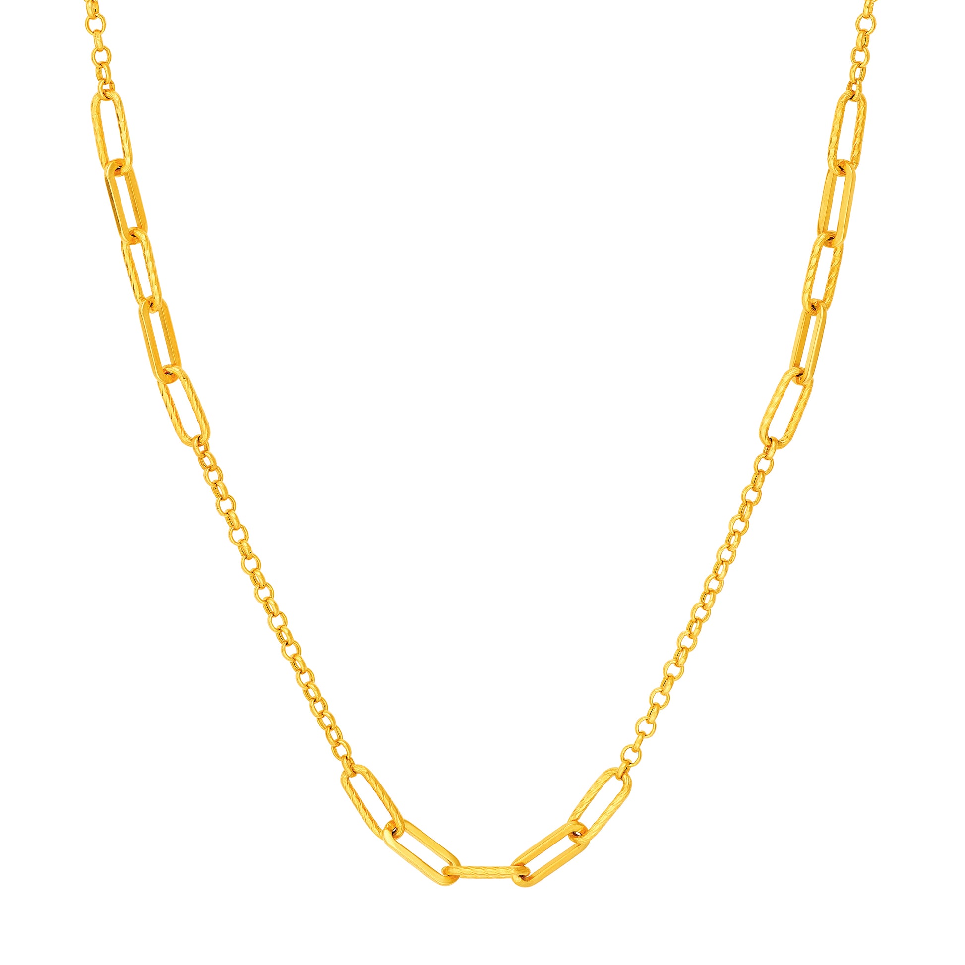 Alternating Textured Oval Link Necklace