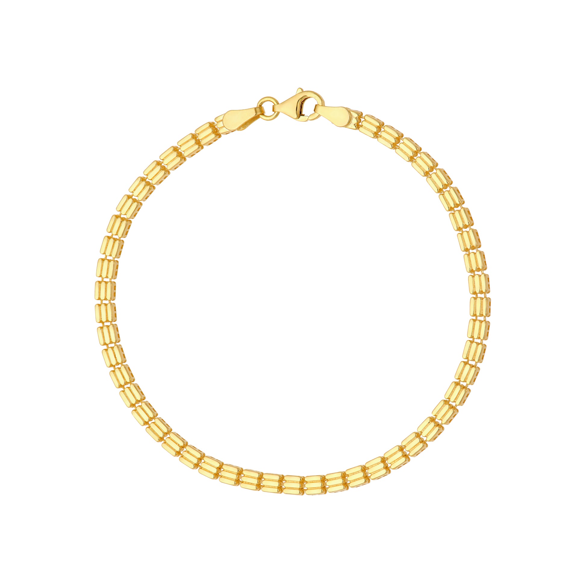 Triple Stripe Gold Square Link Bracelet