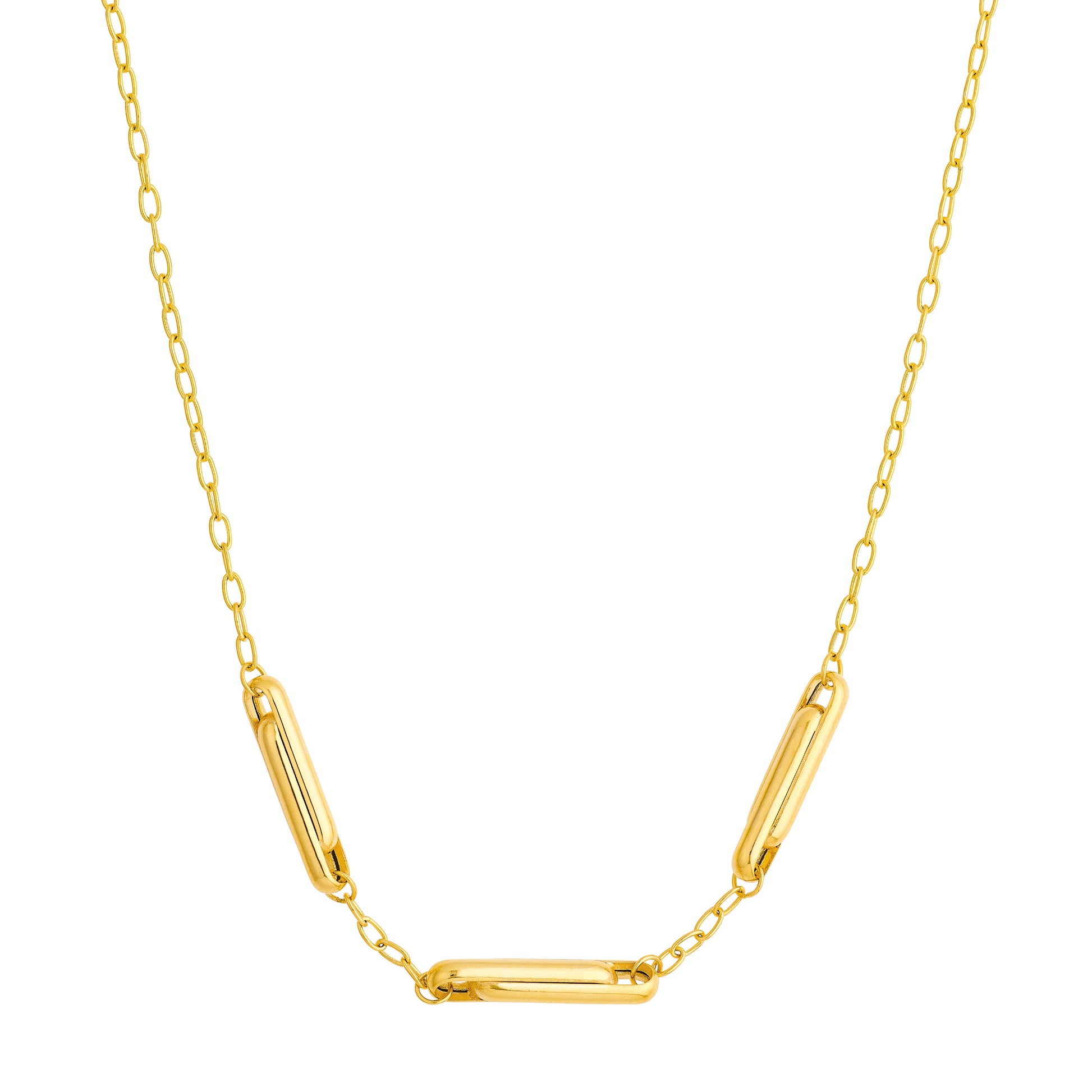 Interlocking Trio Paper Clip Necklace