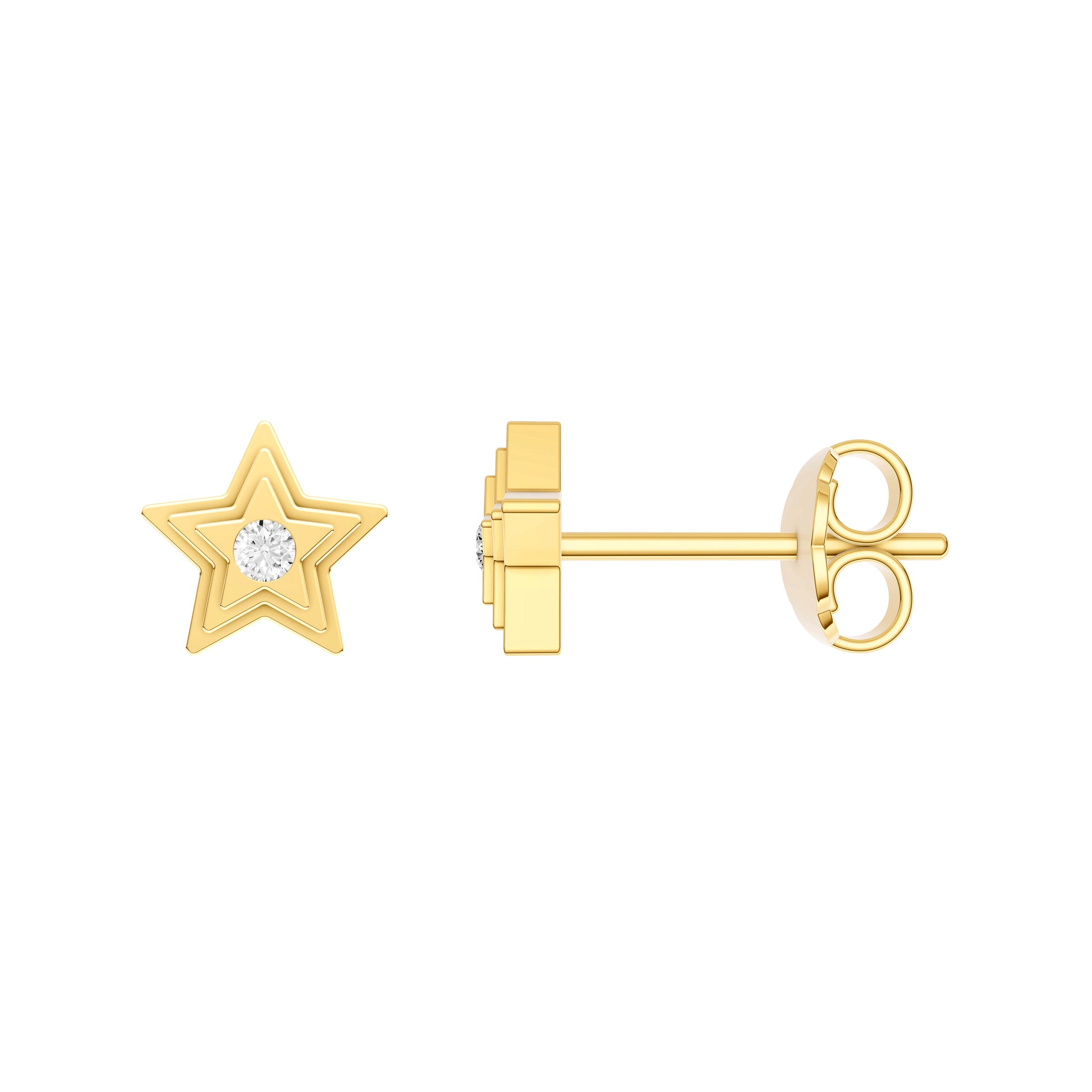 3pt Diamond Star Shape Stud Earrings