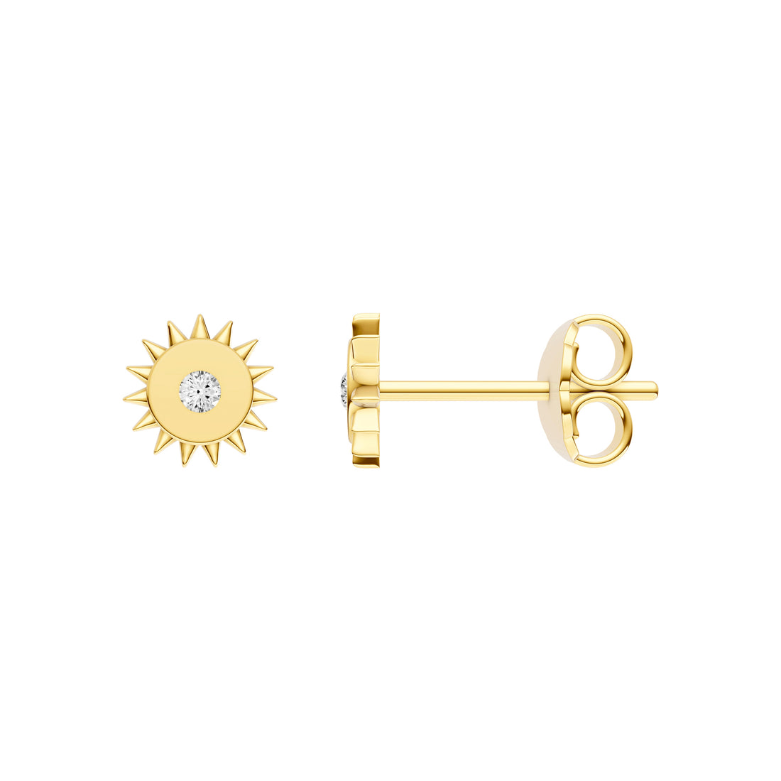 3pt Diamond Sun Stud Earrings