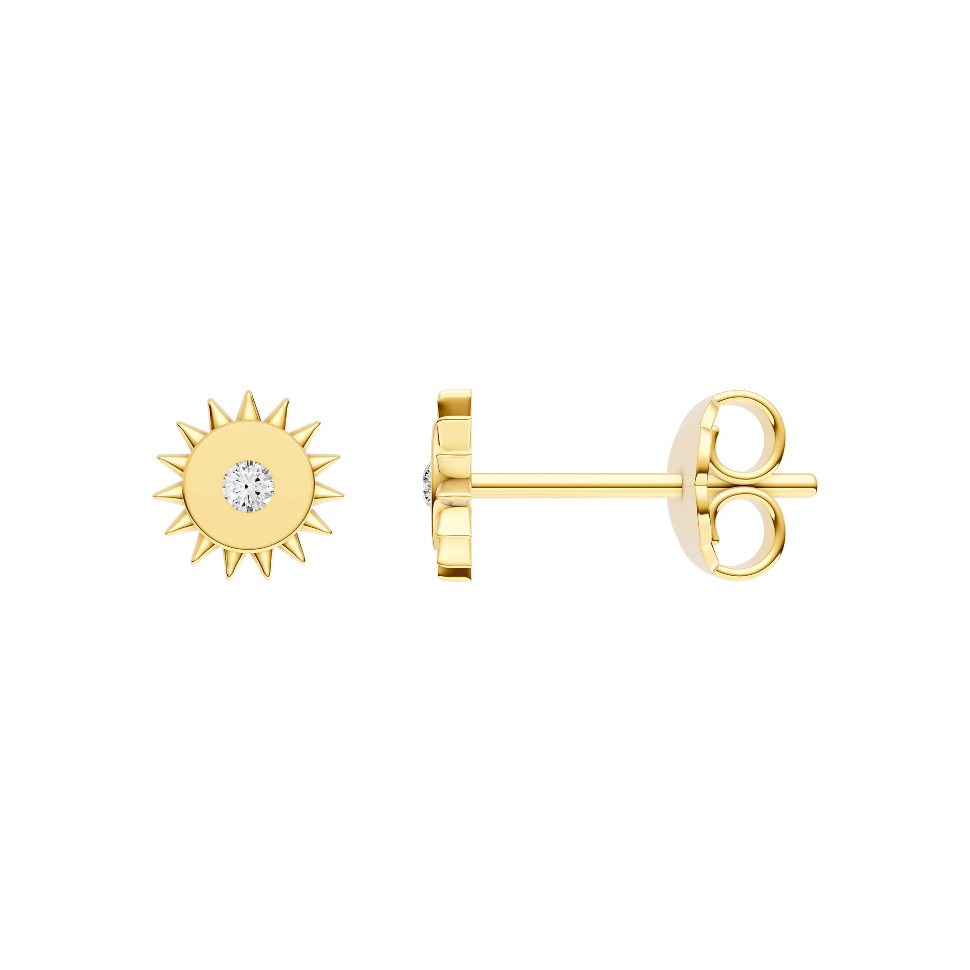 3pt Diamond Sun Stud Earrings