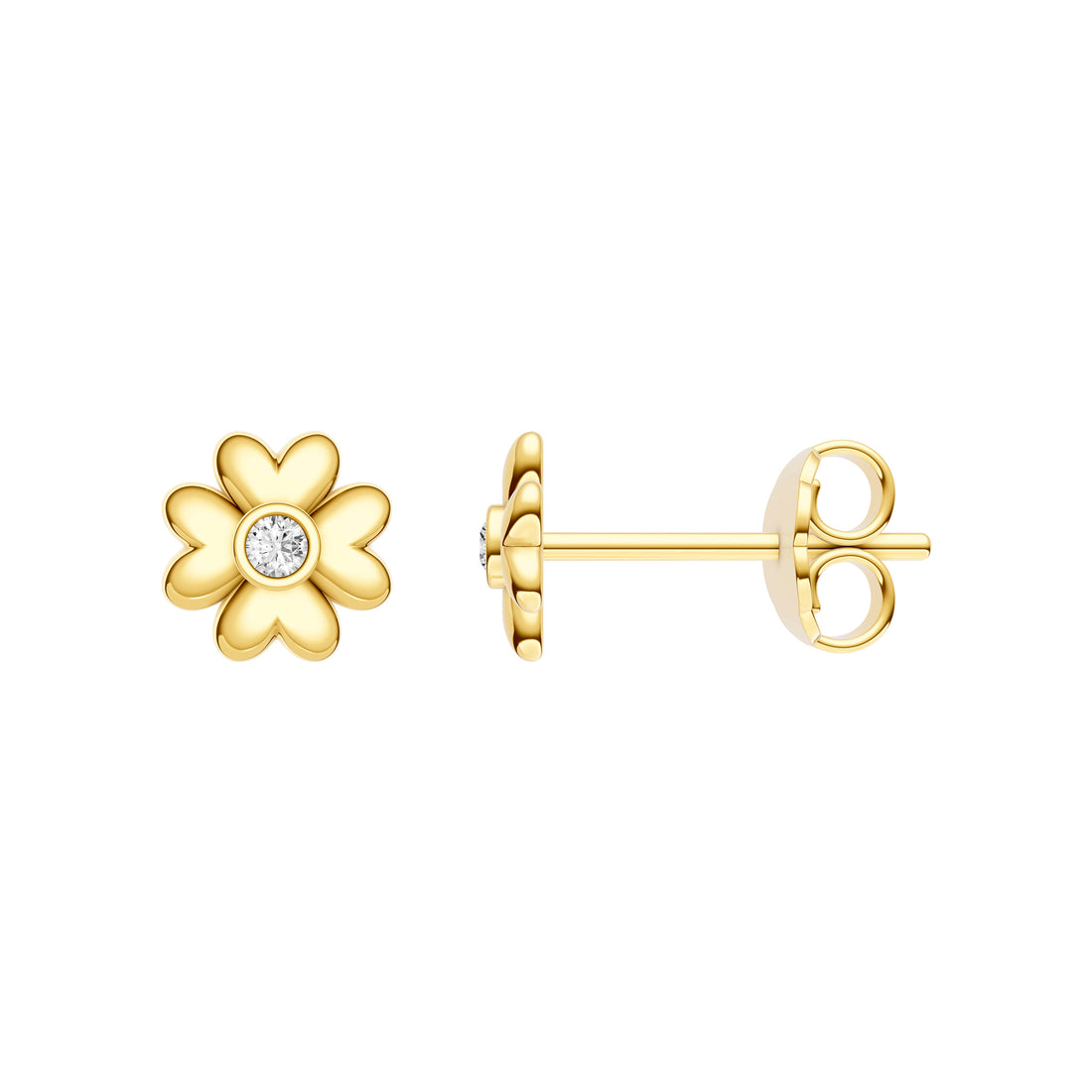 3pt Diamond Puff Flower Stud Earrings