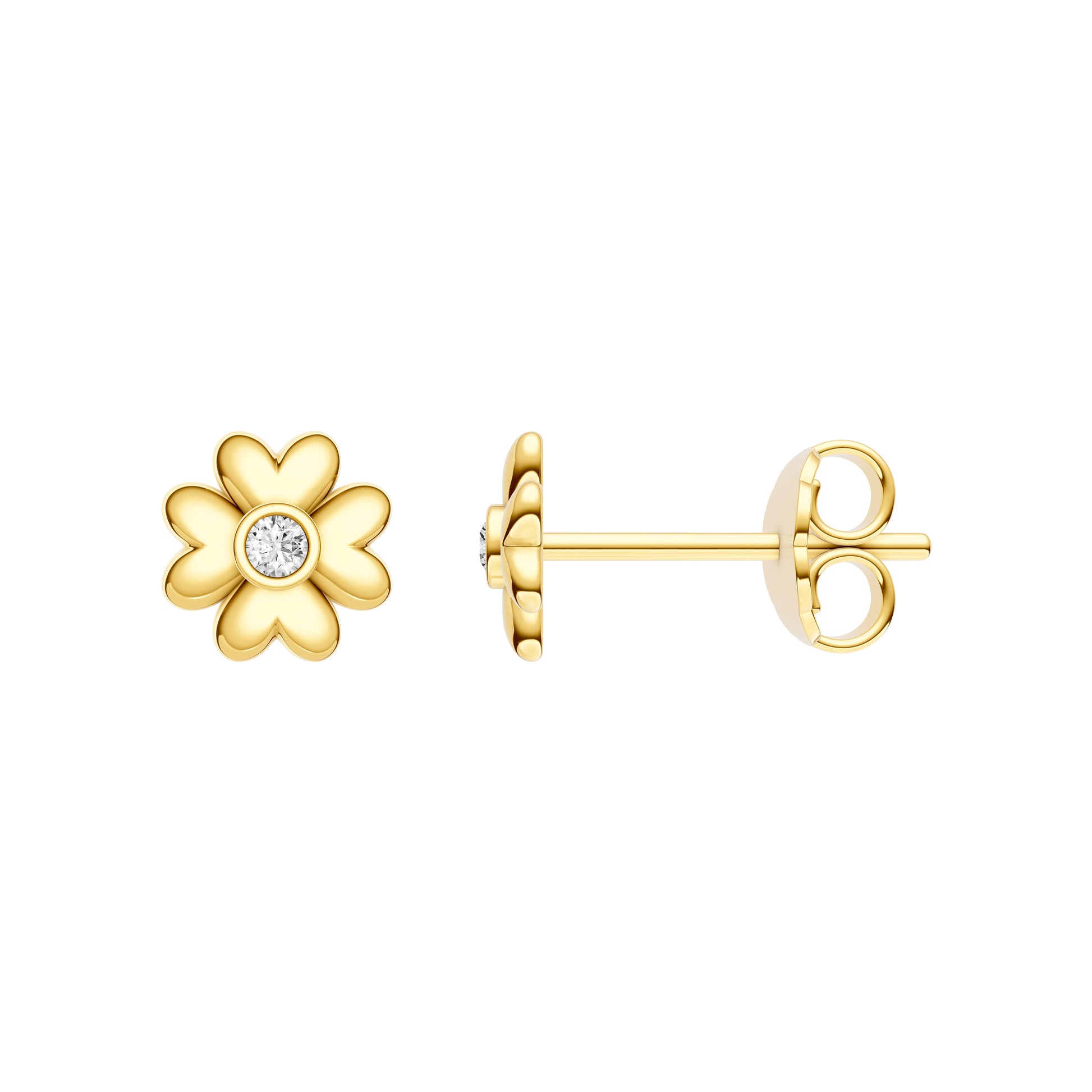 3pt Diamond Puff Flower Stud Earrings