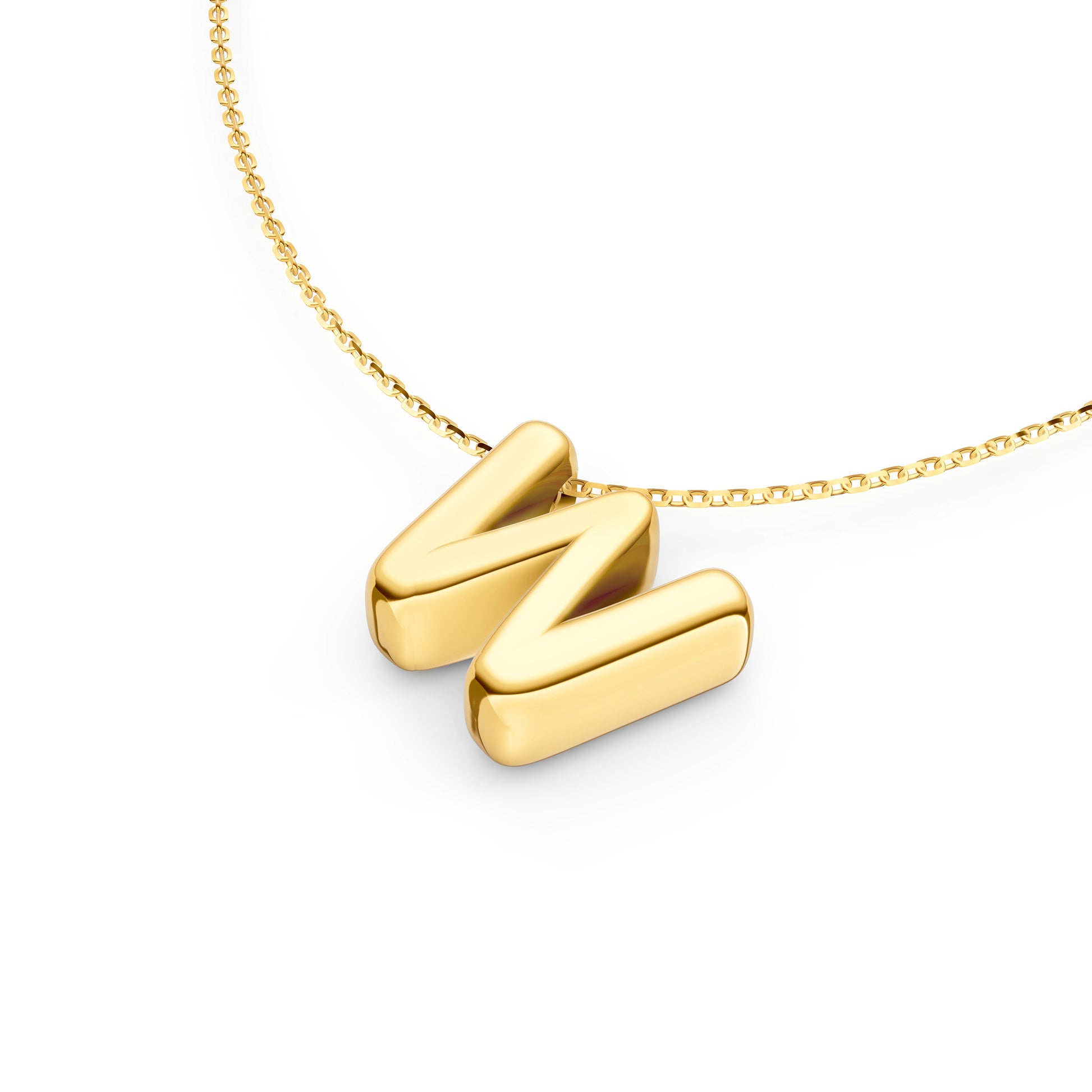 Puffy Bubble Initial ‘W’ Necklace