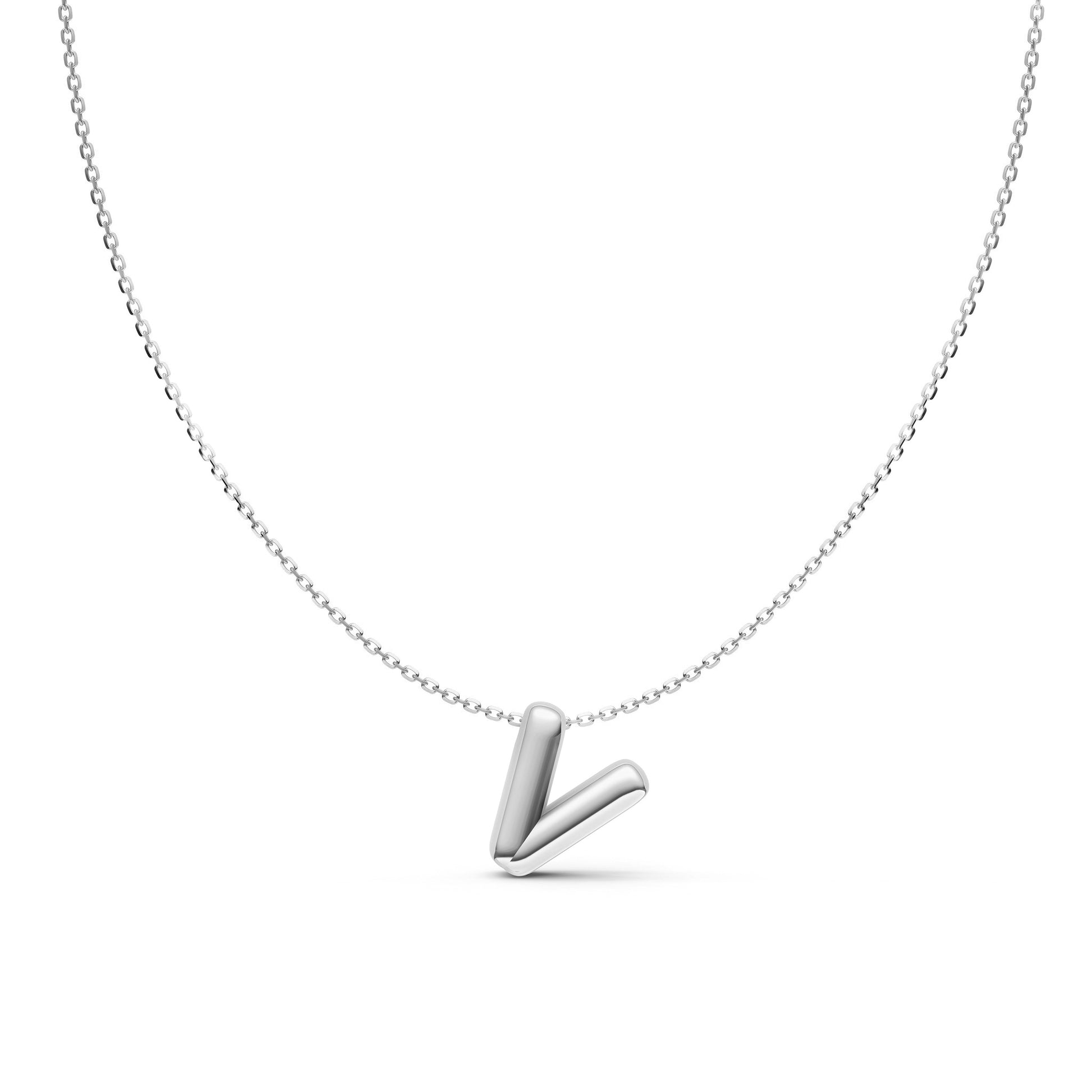 Puffy Bubble Initial ‘V’ Necklace