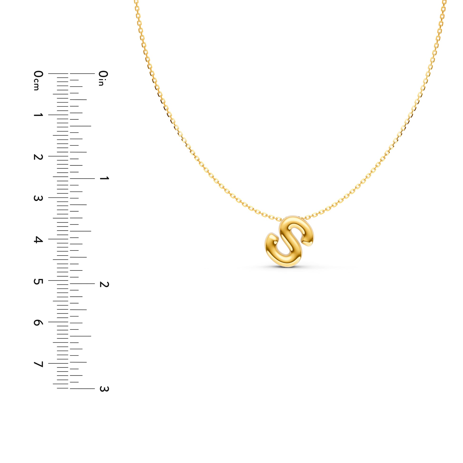 Puffy Bubble Initial ‘S’ Necklace