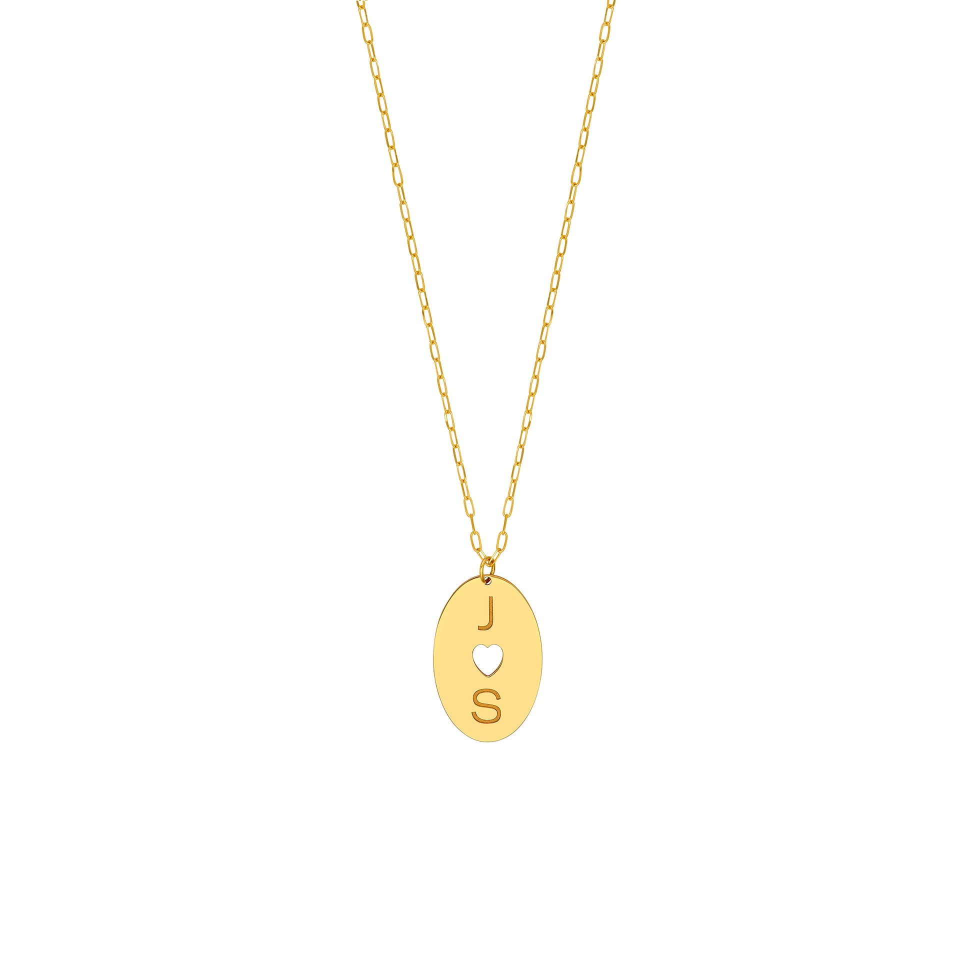 Cutout Heart Engravable Disk Paper Clip Necklace